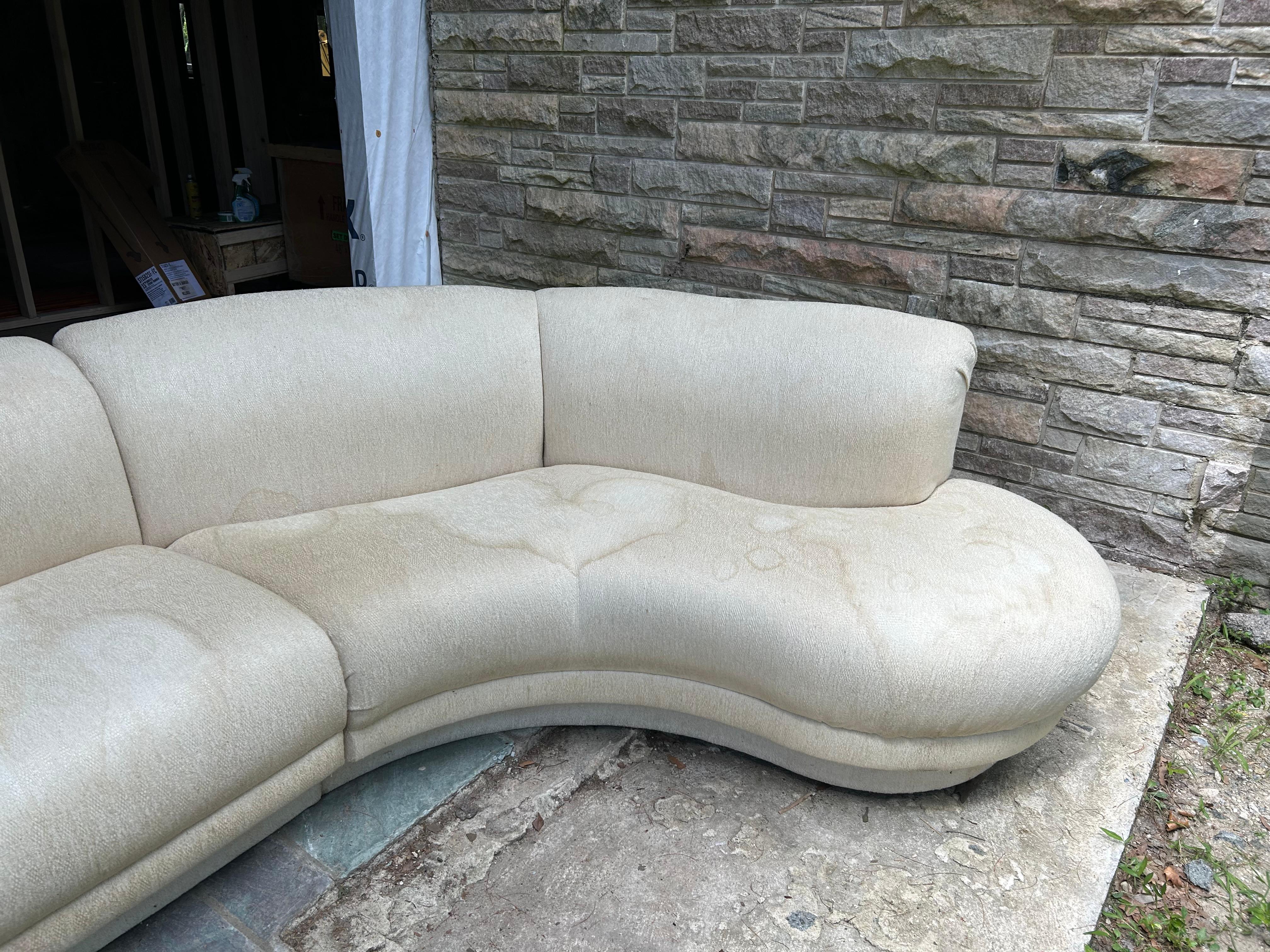 American Fantastic Curved 3pc Weiman Modernist Cloud Form Sectional Sofa Mid-Century For Sale