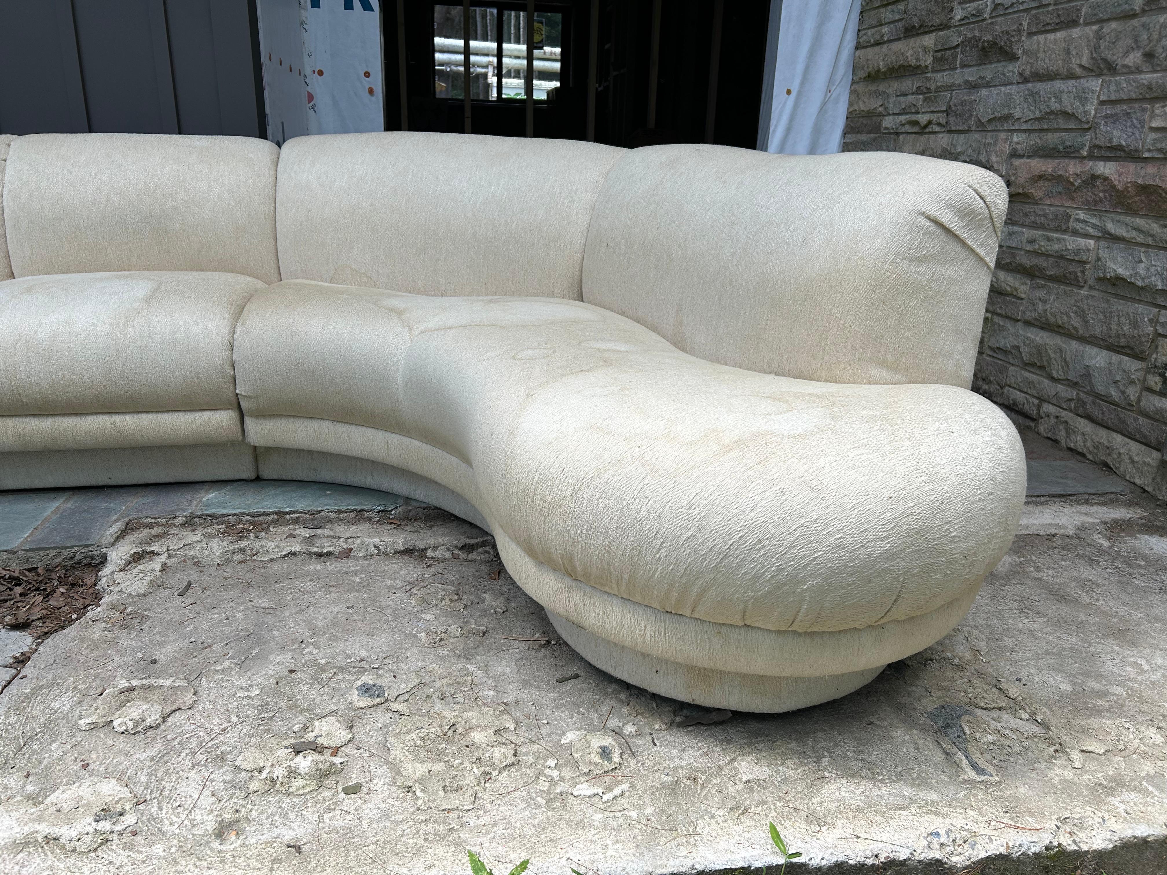 Fantastic Curved 3pc Weiman Modernist Cloud Form Sectional Sofa Mid-Century In Good Condition For Sale In Pemberton, NJ