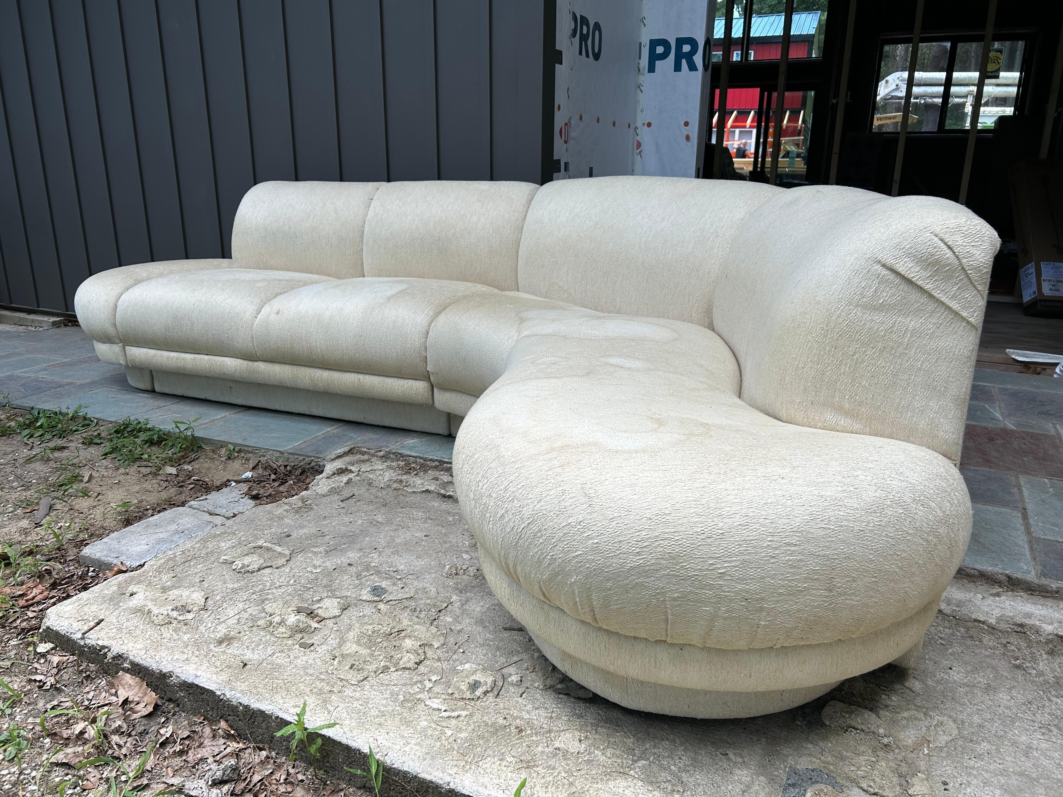 Late 20th Century Fantastic Curved 3pc Weiman Modernist Cloud Form Sectional Sofa Mid-Century For Sale