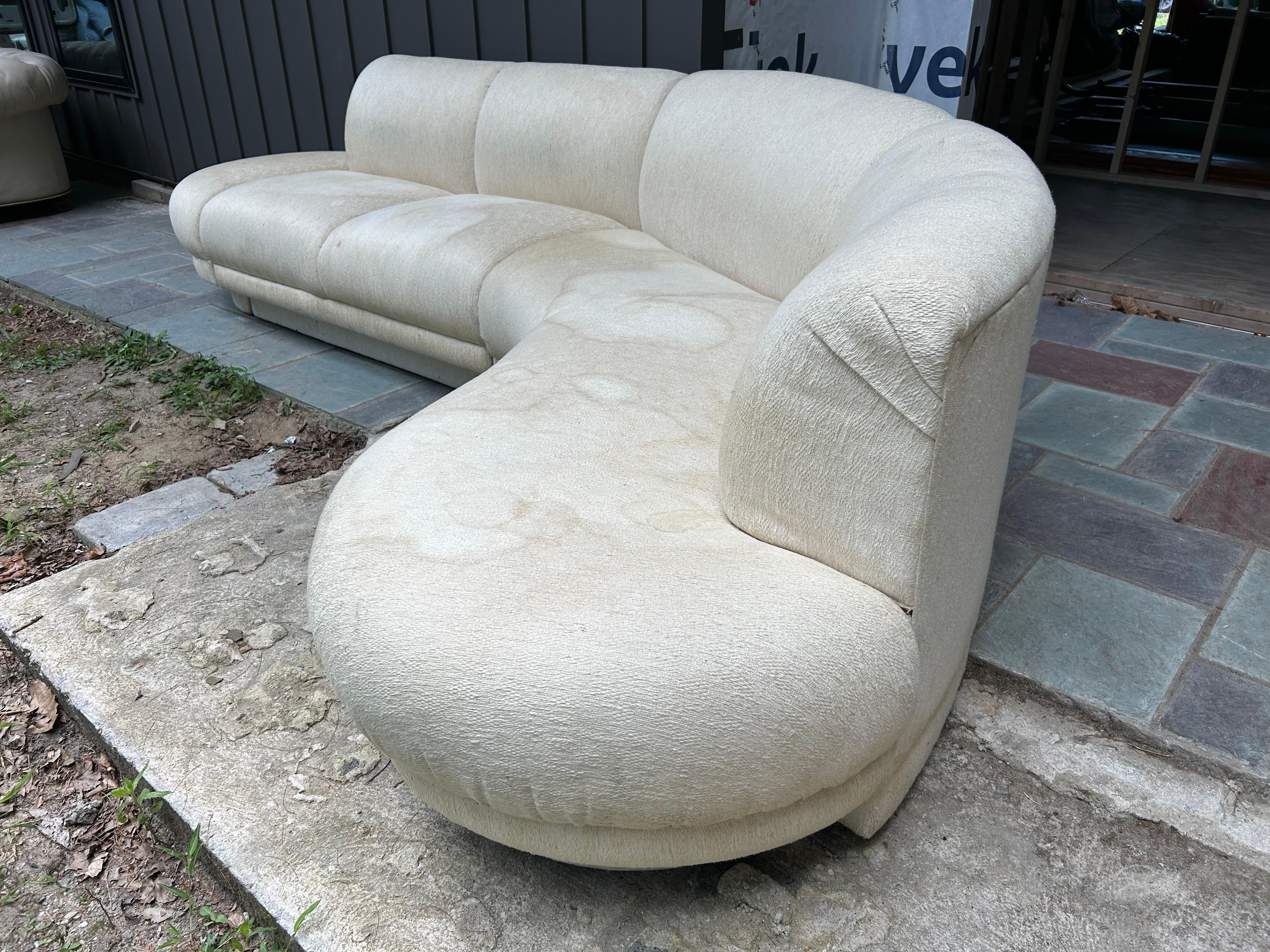 Upholstery Fantastic Curved 3pc Weiman Modernist Cloud Form Sectional Sofa Mid-Century For Sale