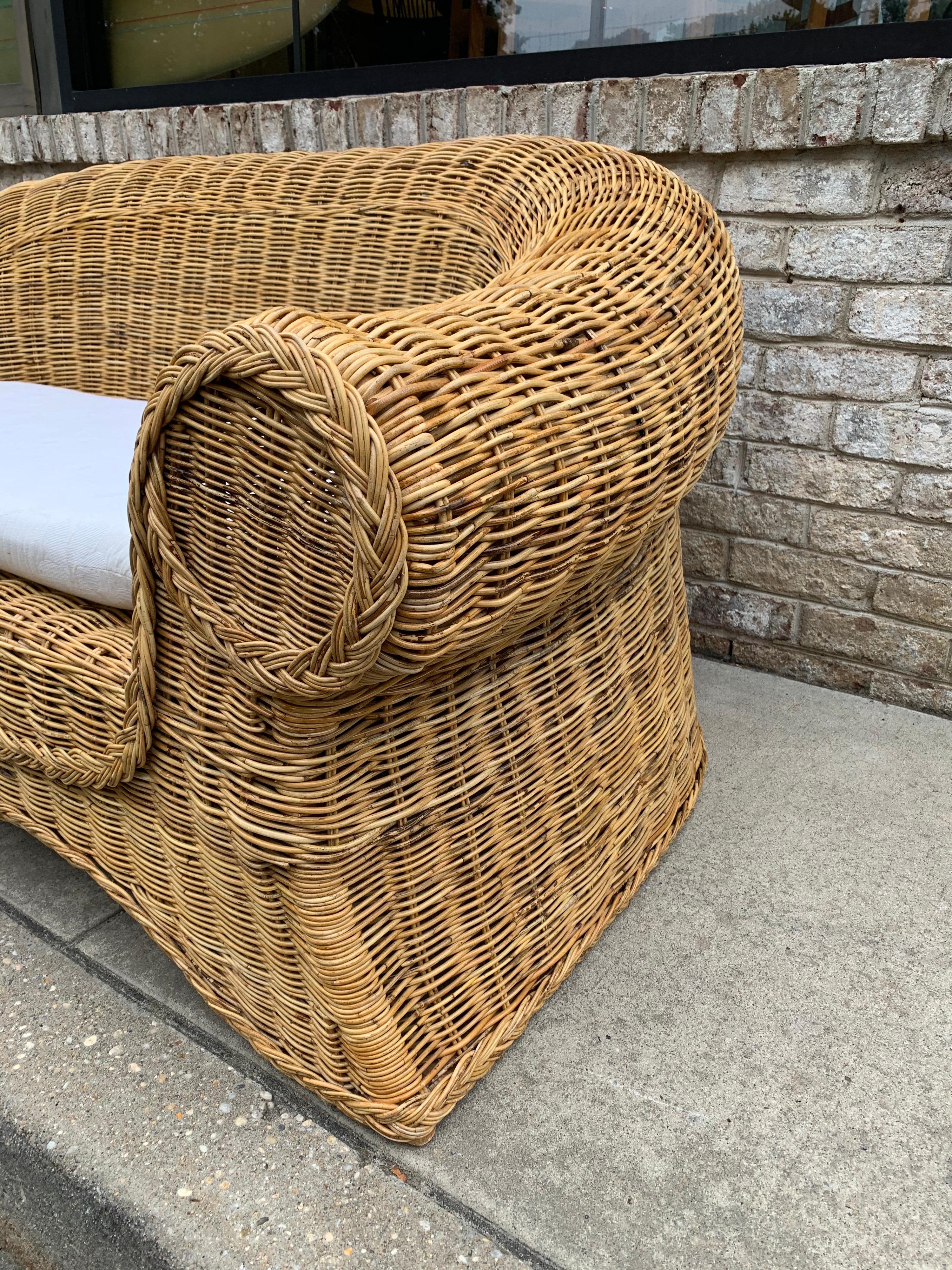 American Fantastic Curved Woven Wicker Sofa/Settee For Sale