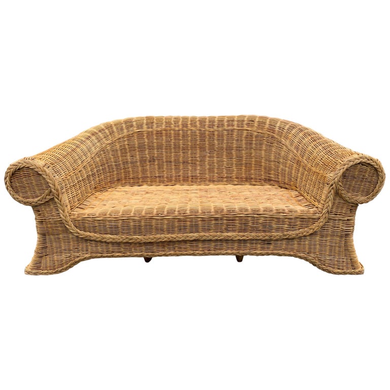 Fantastic Curved Woven Wicker Sofa/Settee For Sale at 1stDibs | wicker couch,  wicker settee furniture, rattan sofa