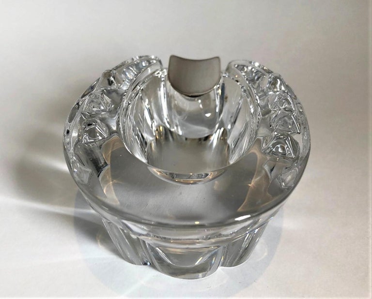 20th Century Fantastic Cut Crytal Glass and Silver Horseshoe Cigar / Cigarette Ashtray 1930's For Sale