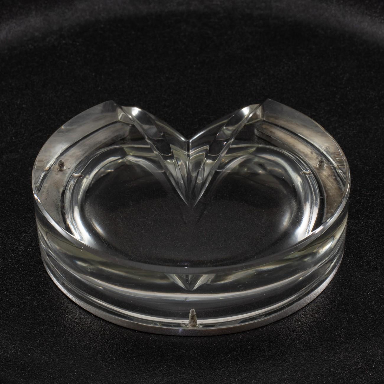 British Fantastic Cut Glass and Silver Horseshoe Ashtray, hallmarked 1936