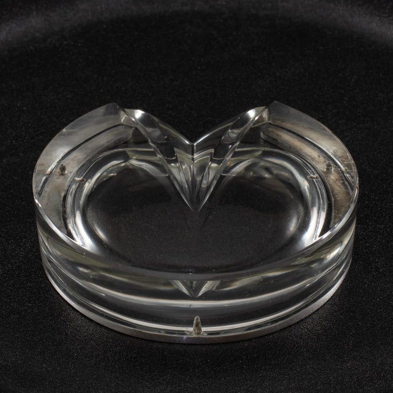 Fantastic Cut Glass and Silver Horseshoe Ashtray, hallmarked 1936 at