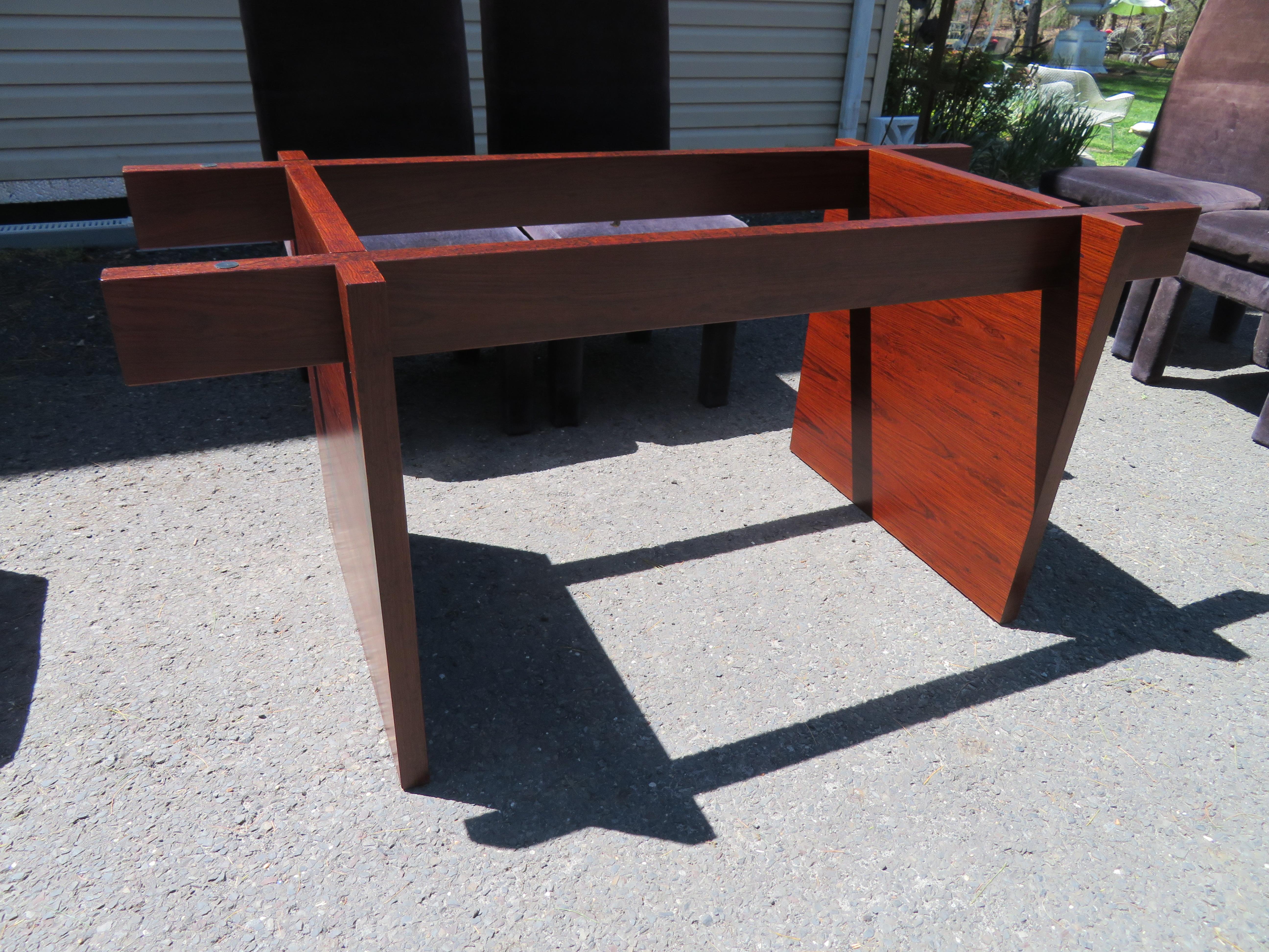Late 20th Century Fantastic Danish Modern Rosewood Glass Dining Table Signed Hansen For Sale