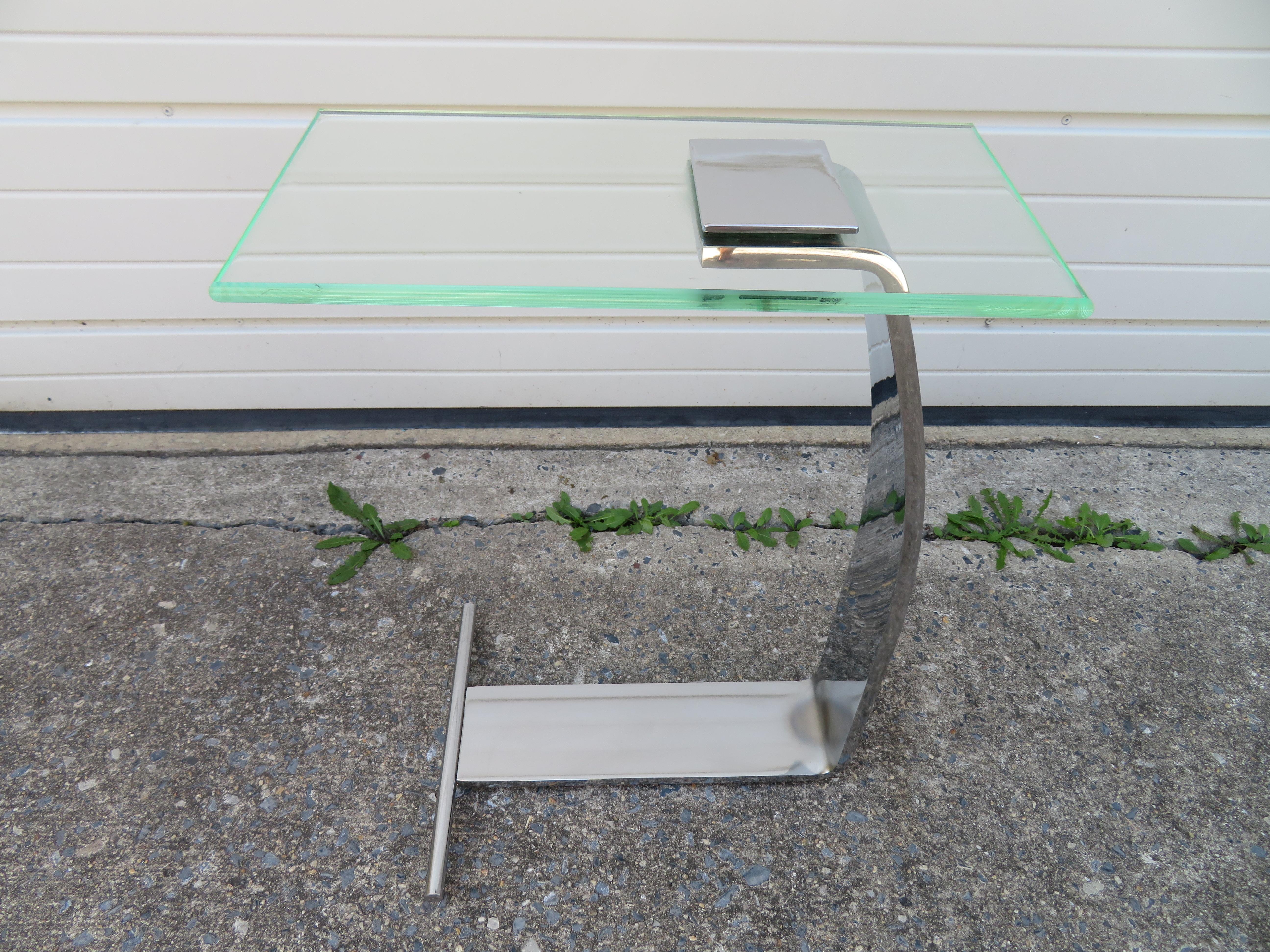 Fantastic DIA Chrome Glass Cigarette Side Table Mid-Century Modern For Sale 5