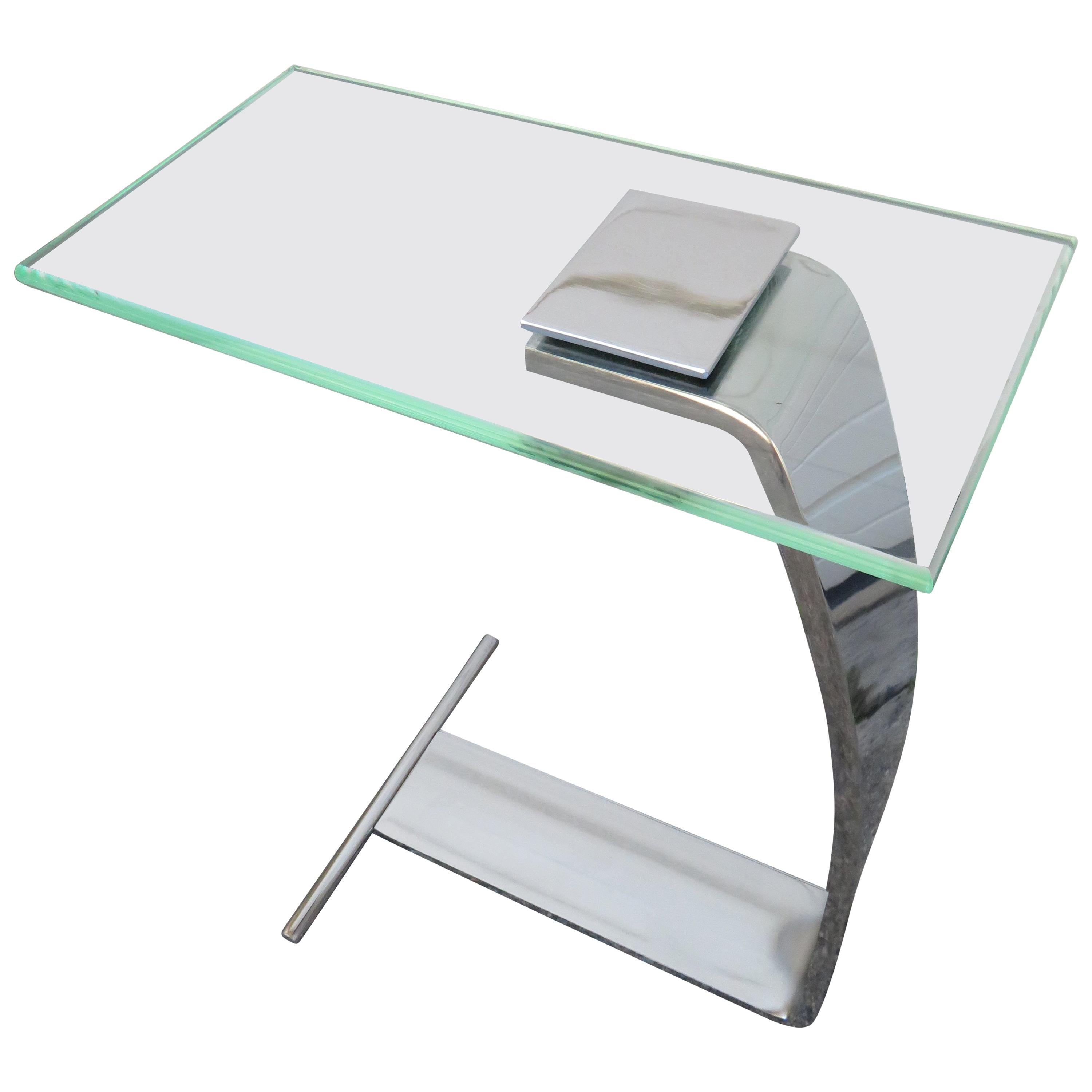 Fantastique table d'appoint DIA en verre chromé pour cigarettes, mi-siècle moderne