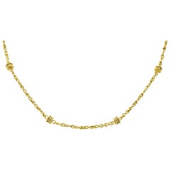 Fantastic Diamond 18 Karat Gold Rondelle Station Necklace