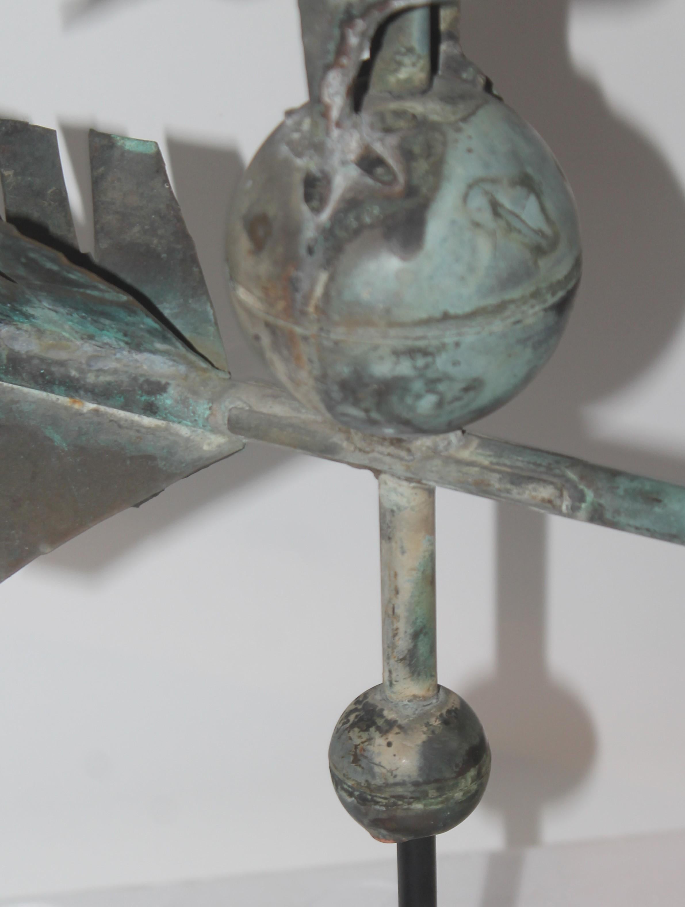 Late 19th Century Fantastic Diminutive 19thc Rare Eagle Full Body Weather Vane on Stand For Sale