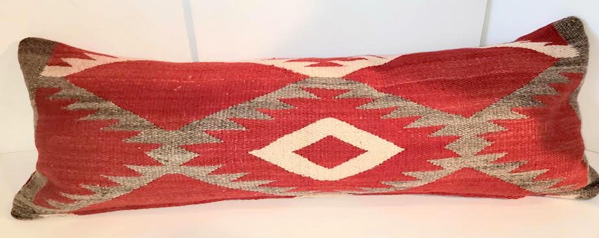 Hand-Woven Fantastic Early 19th C Navajo Indian Weaving Bolster Pillow For Sale