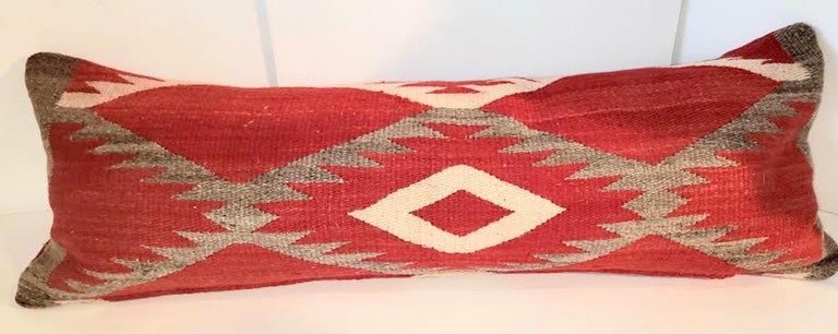 19th Century Fantastic Early 19th C Navajo Indian Weaving Bolster Pillow For Sale