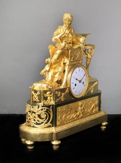 Fantastic Early 19th Century Empire Style Gilt and Patinated Bronze Mantle Clock