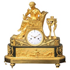 Fantastic Early 19th Century Empire Style Gilt and Patinated Bronze Mantle Clock