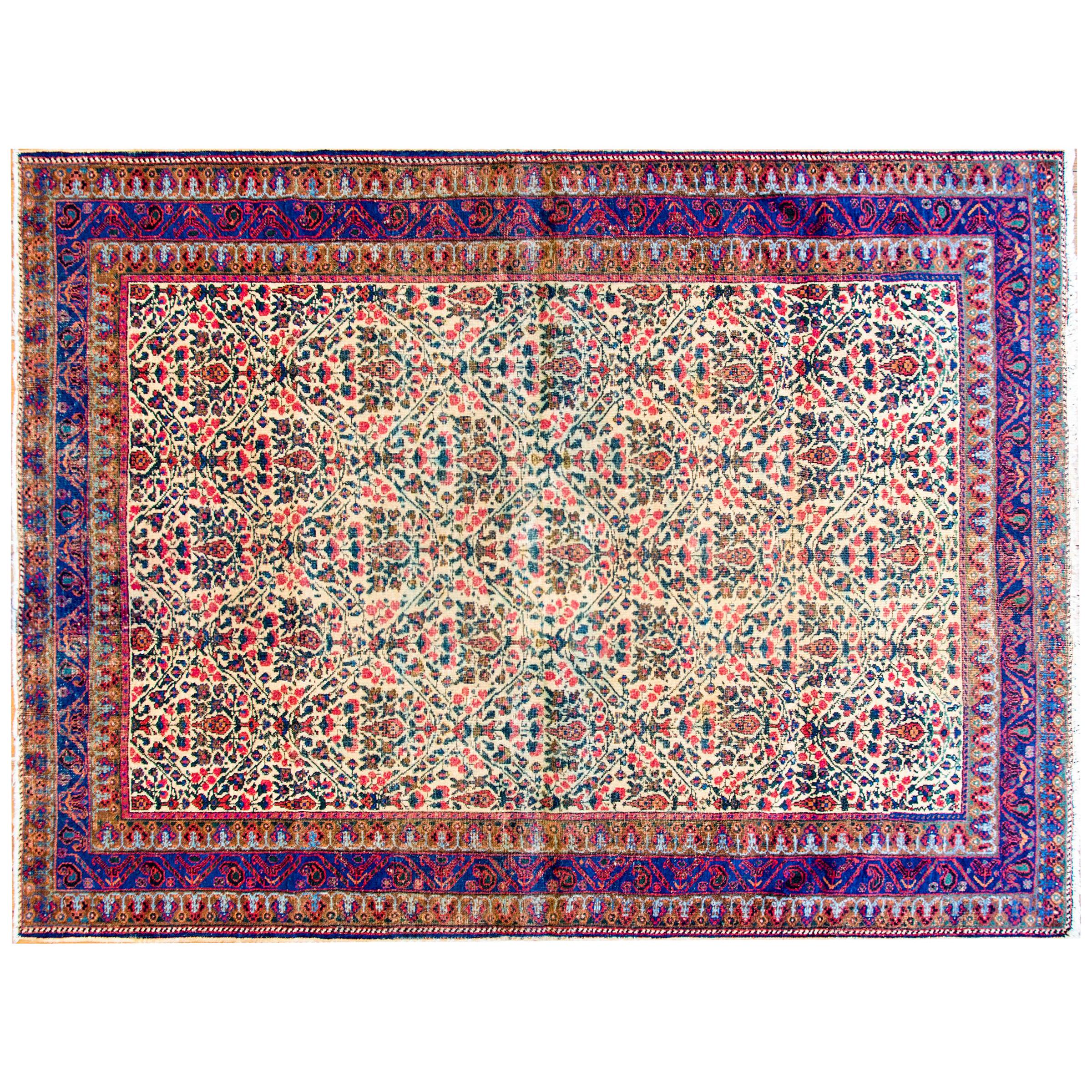Fantastique tapis ancien Afshan du début du 20e siècle