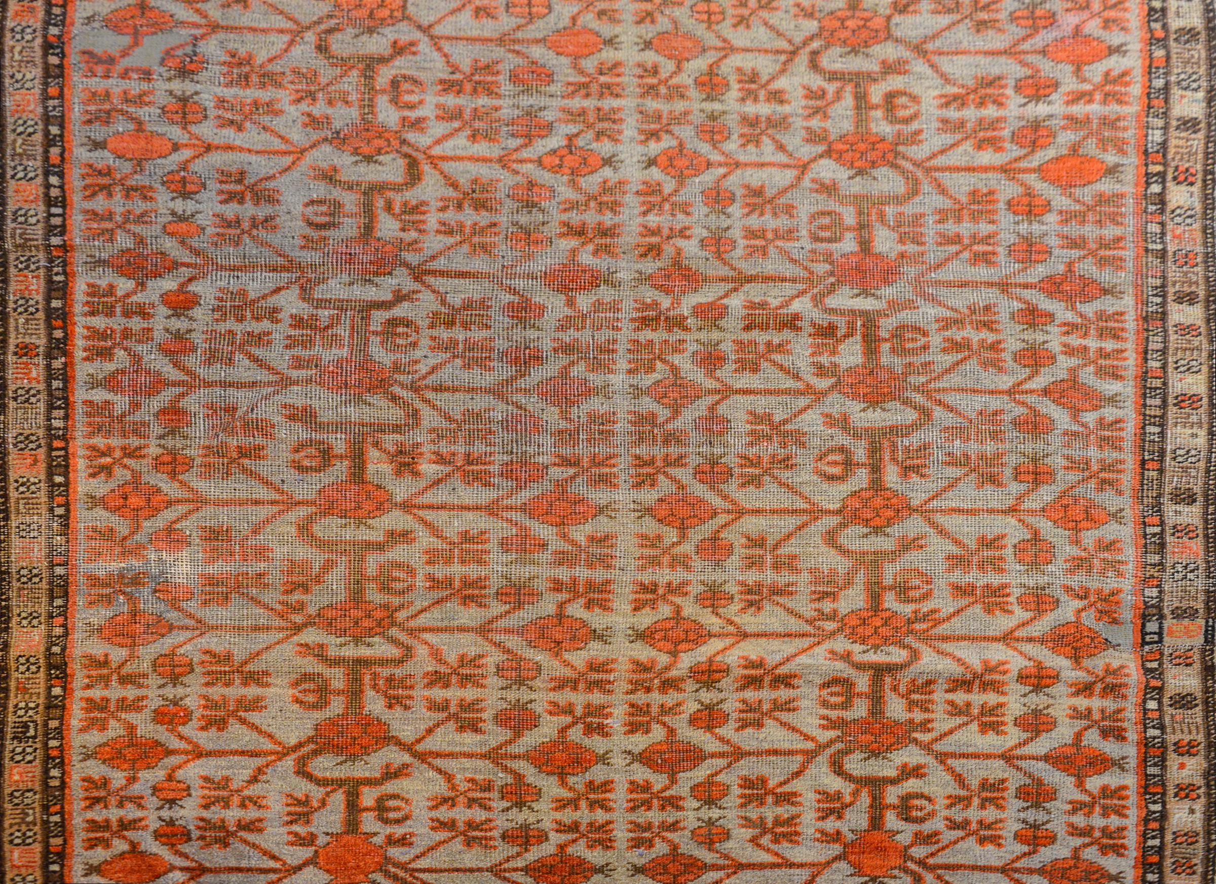 Fantástica alfombra Samaghand de Asia Central de principios del siglo XX Jotan