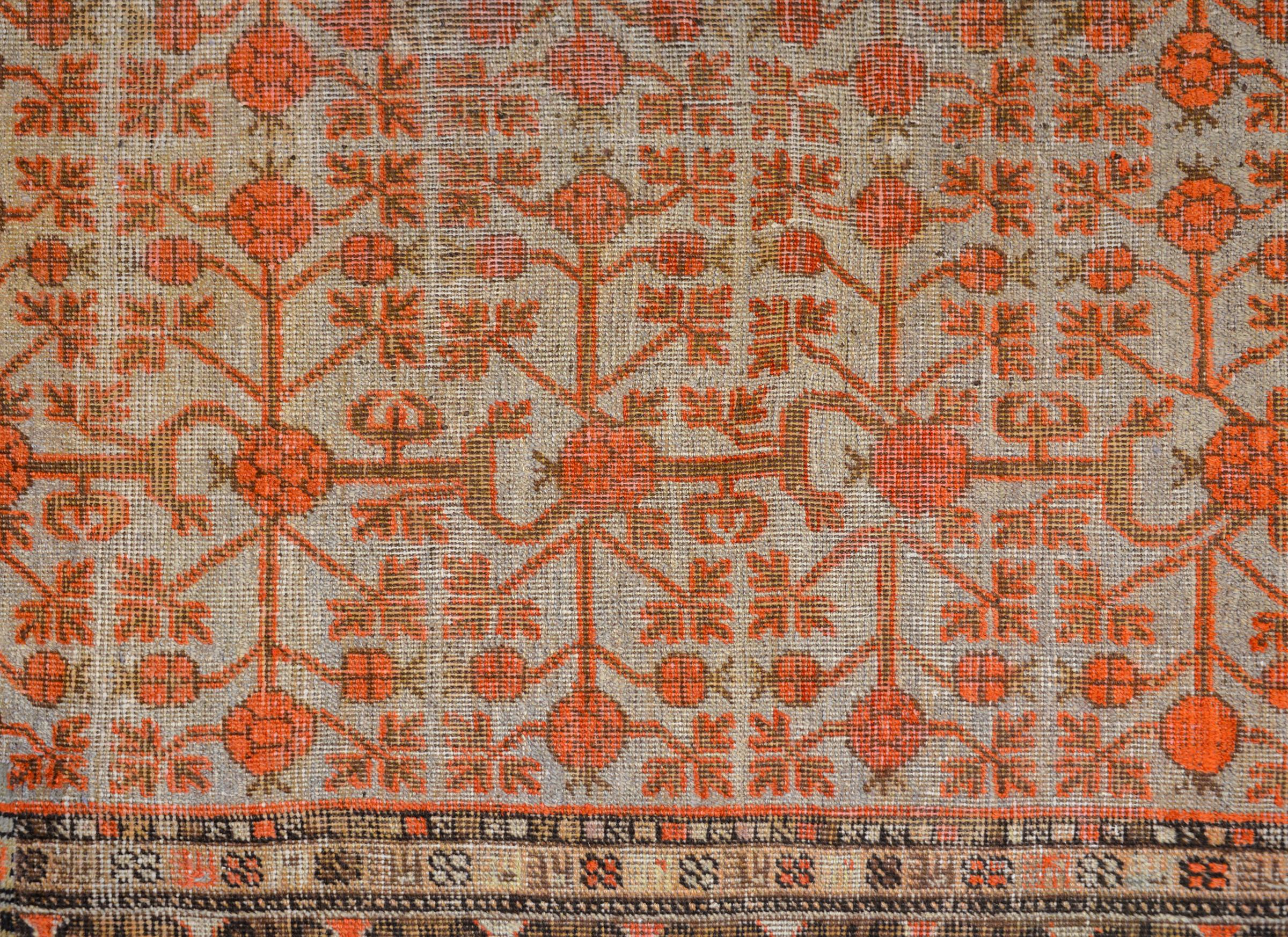 Fantástica alfombra Samaghand de Asia Central de principios del siglo XX Lana
