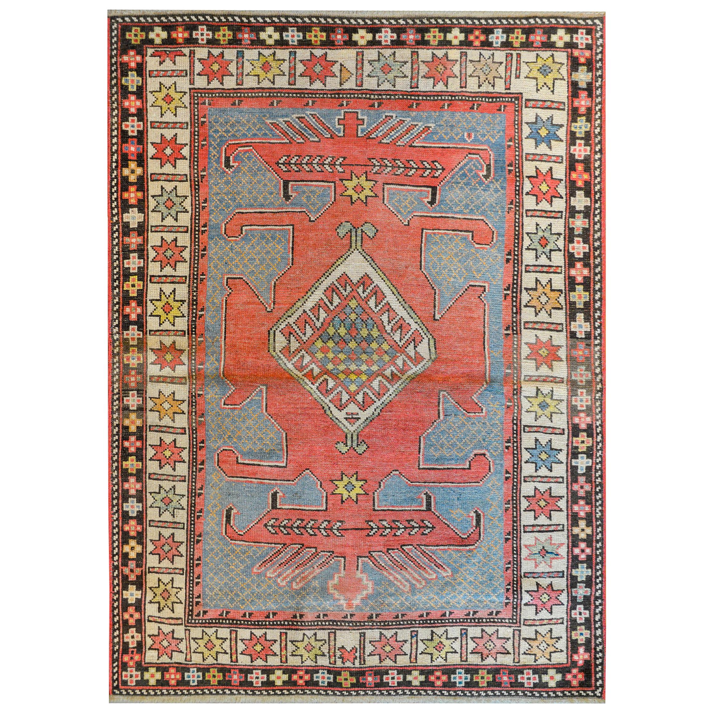 Fantastique tapis kazak du début du 20e siècle en vente