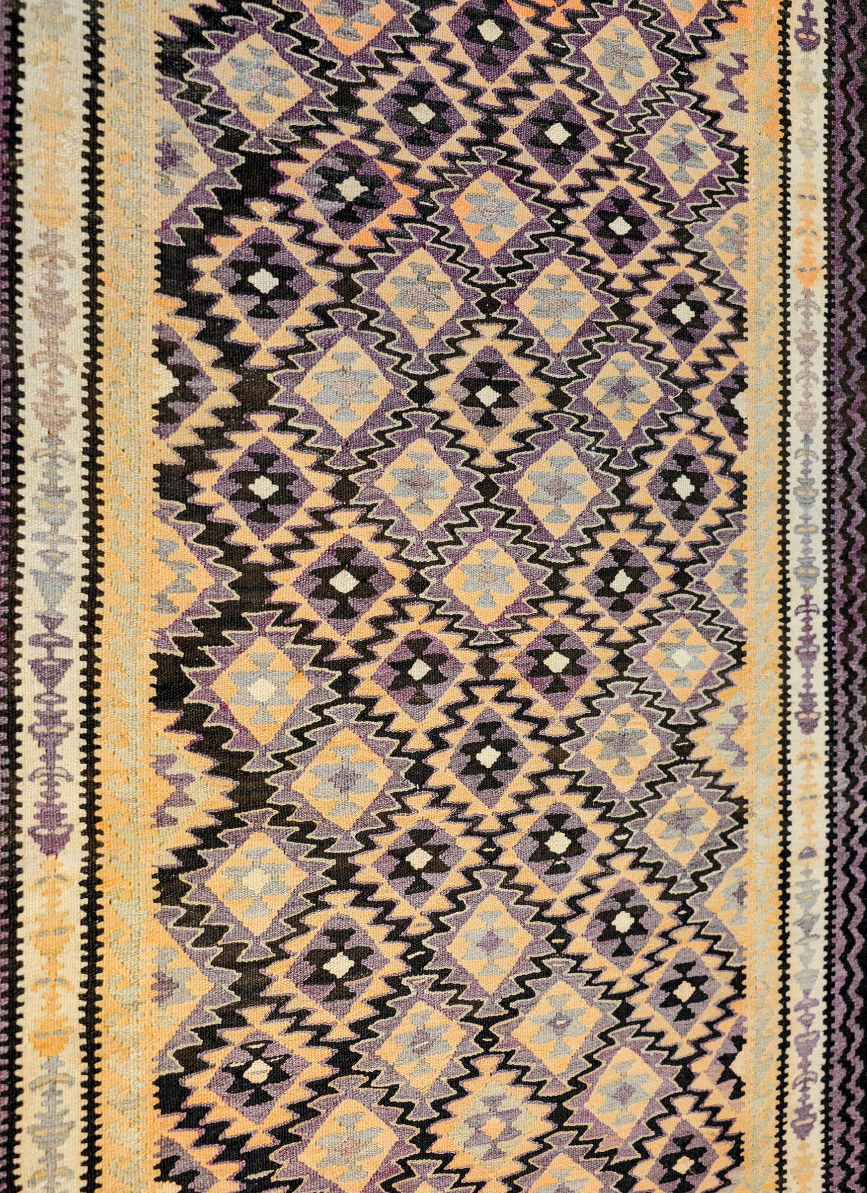 Rustic Fantastic Early 20th Century Qazvin Kilim Runner For Sale