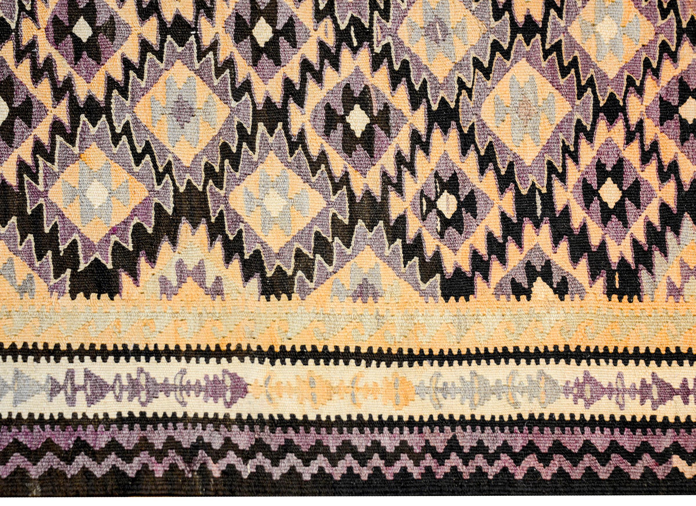 Fantastic Early 20th Century Qazvin Kilim Runner In Good Condition For Sale In Chicago, IL