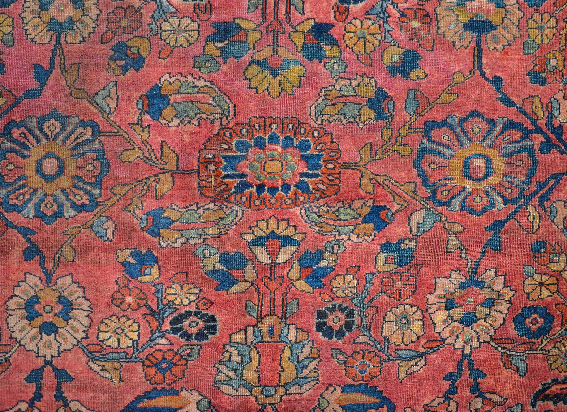 Vegetable Dyed Fantastic Early 20th Century Sarouk Mahal Rug