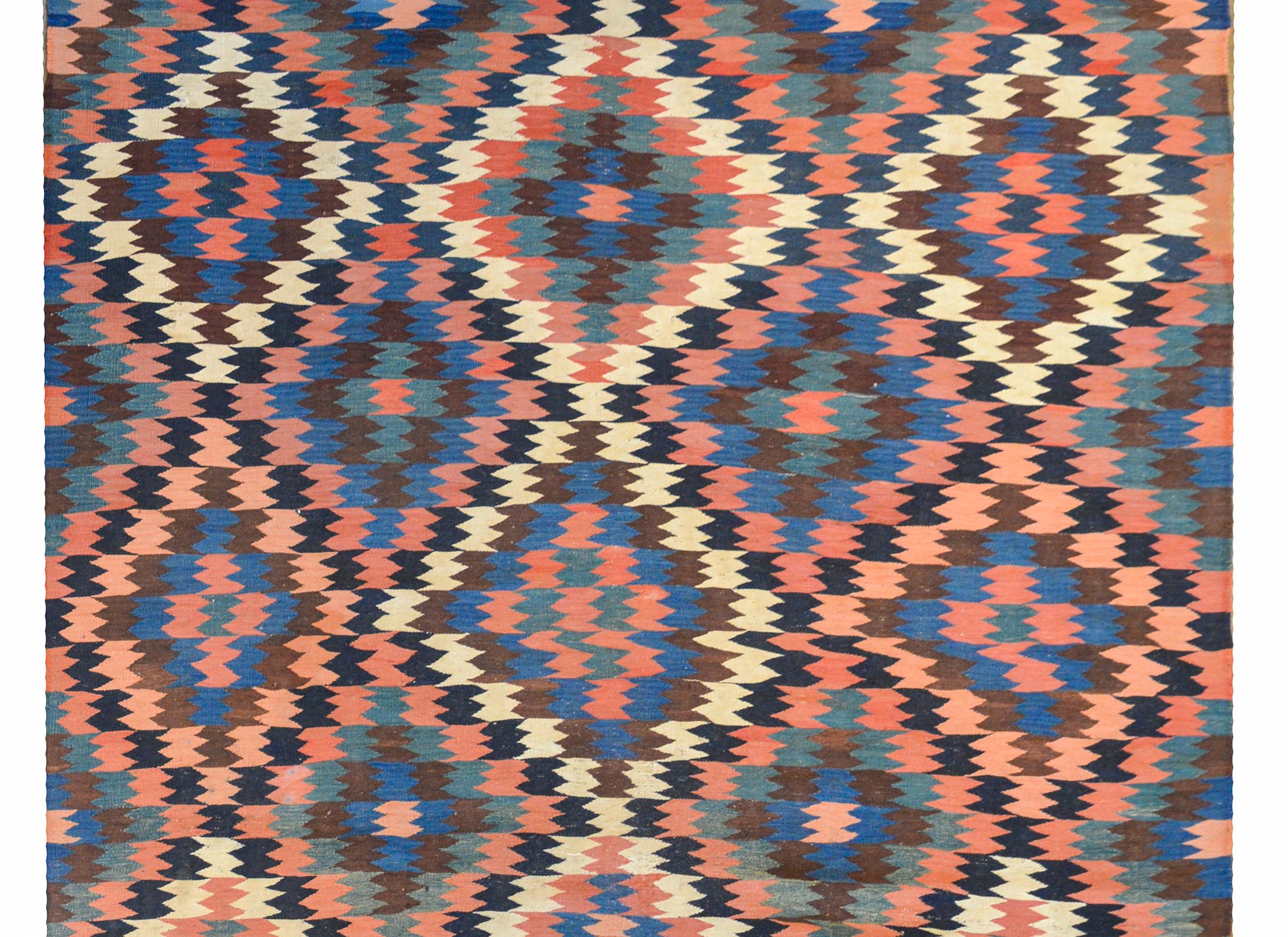 Vegetable Dyed Fantastic Early 20th Century Shahsevan Kilim Rug For Sale