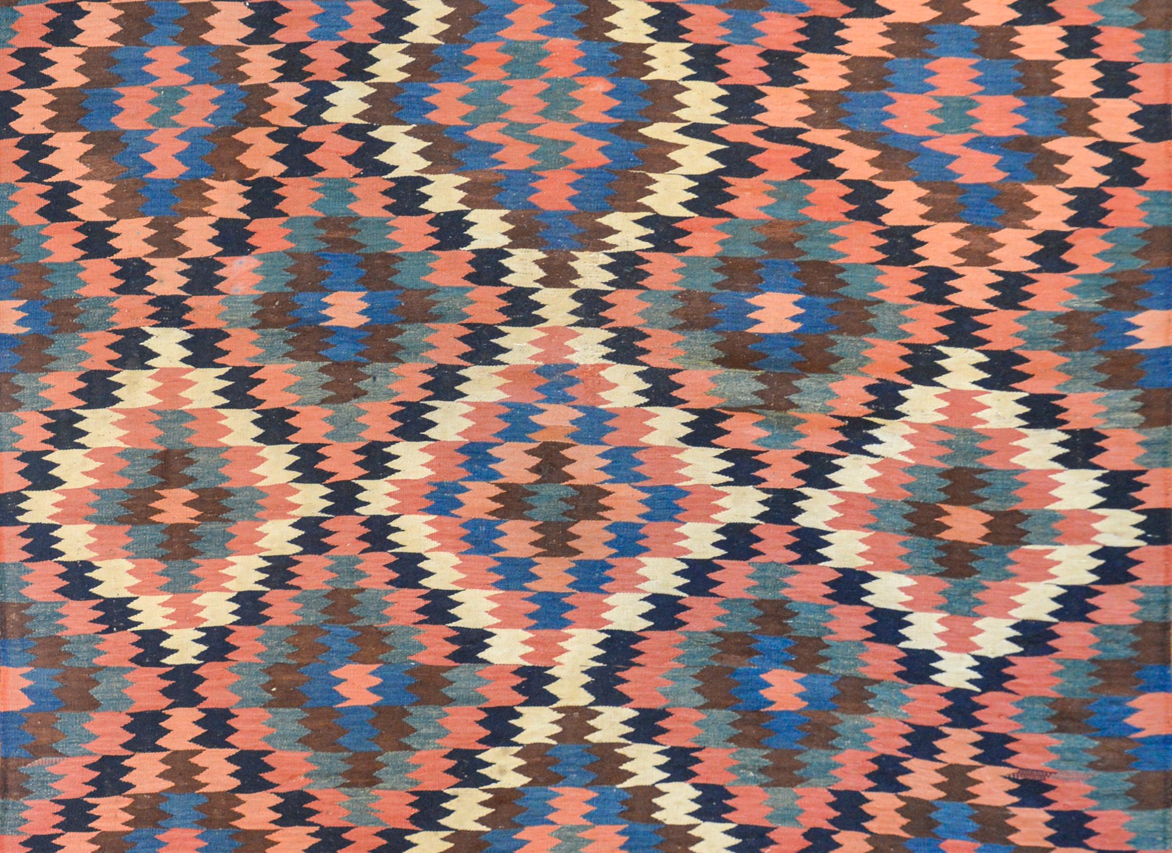 Fantastic Early 20th Century Shahsevan Kilim Rug In Good Condition For Sale In Chicago, IL