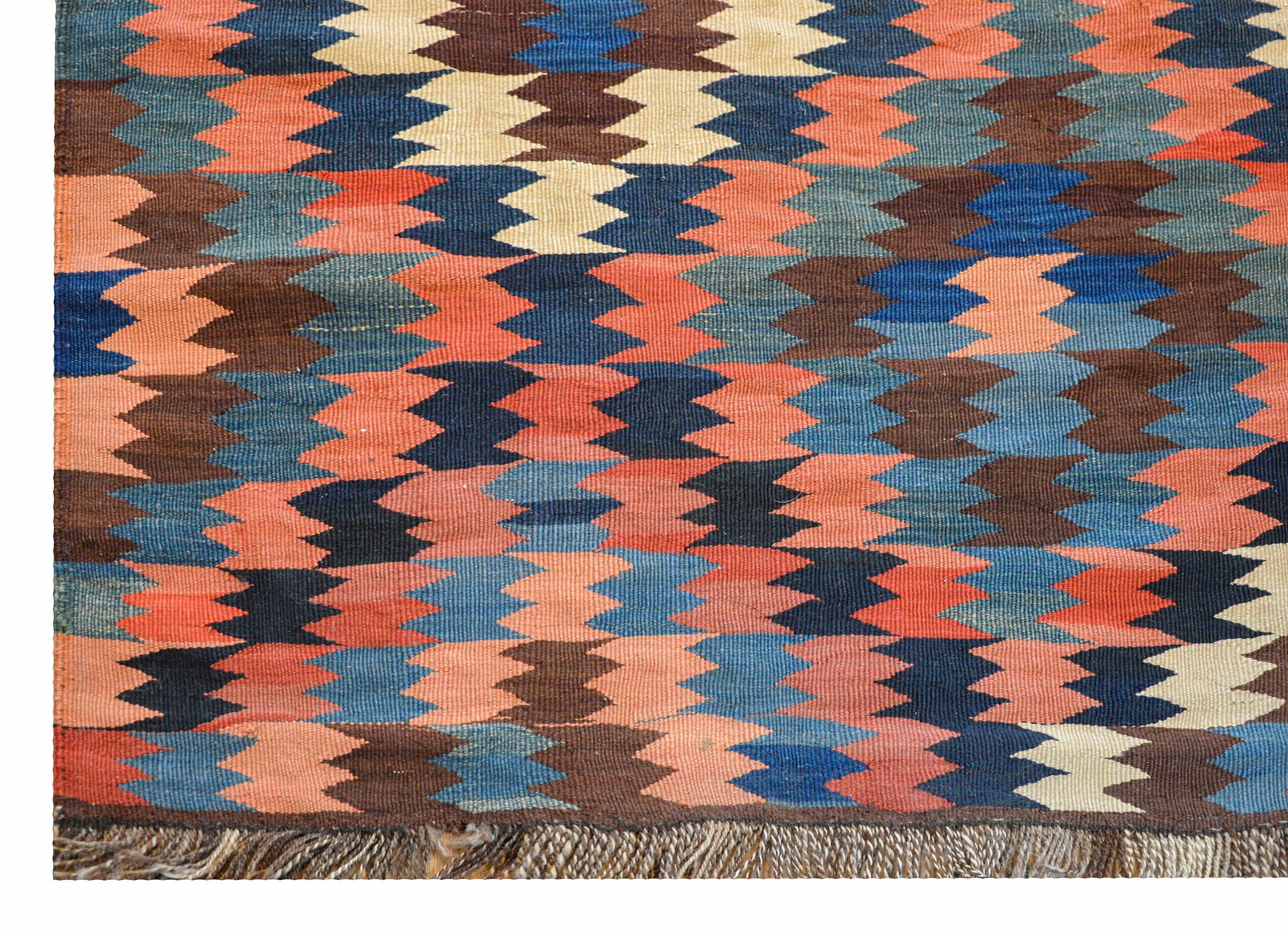 Wool Fantastic Early 20th Century Shahsevan Kilim Rug For Sale