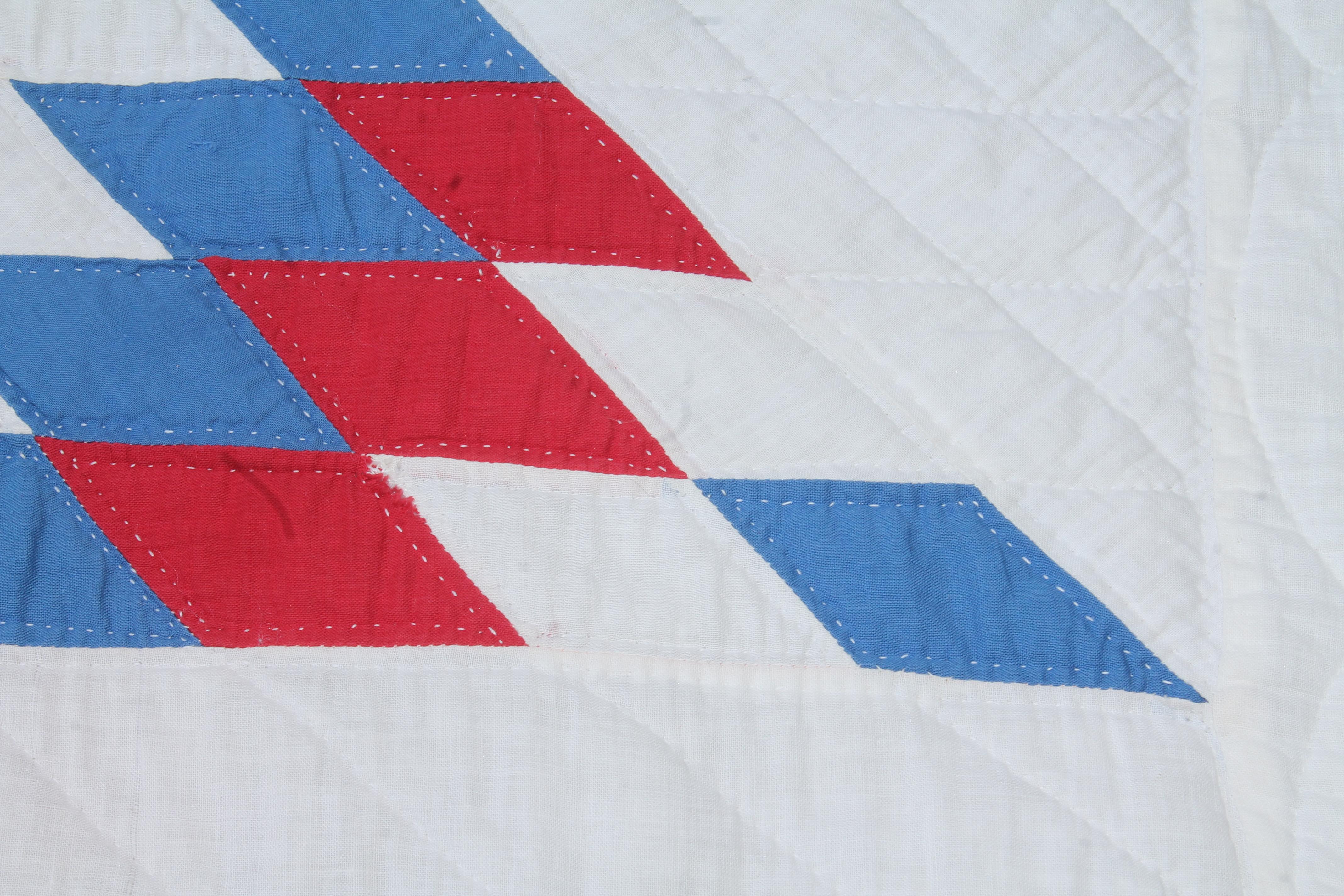 Adirondack Fantastic Early 20thc Patriotic Star Quilt For Sale
