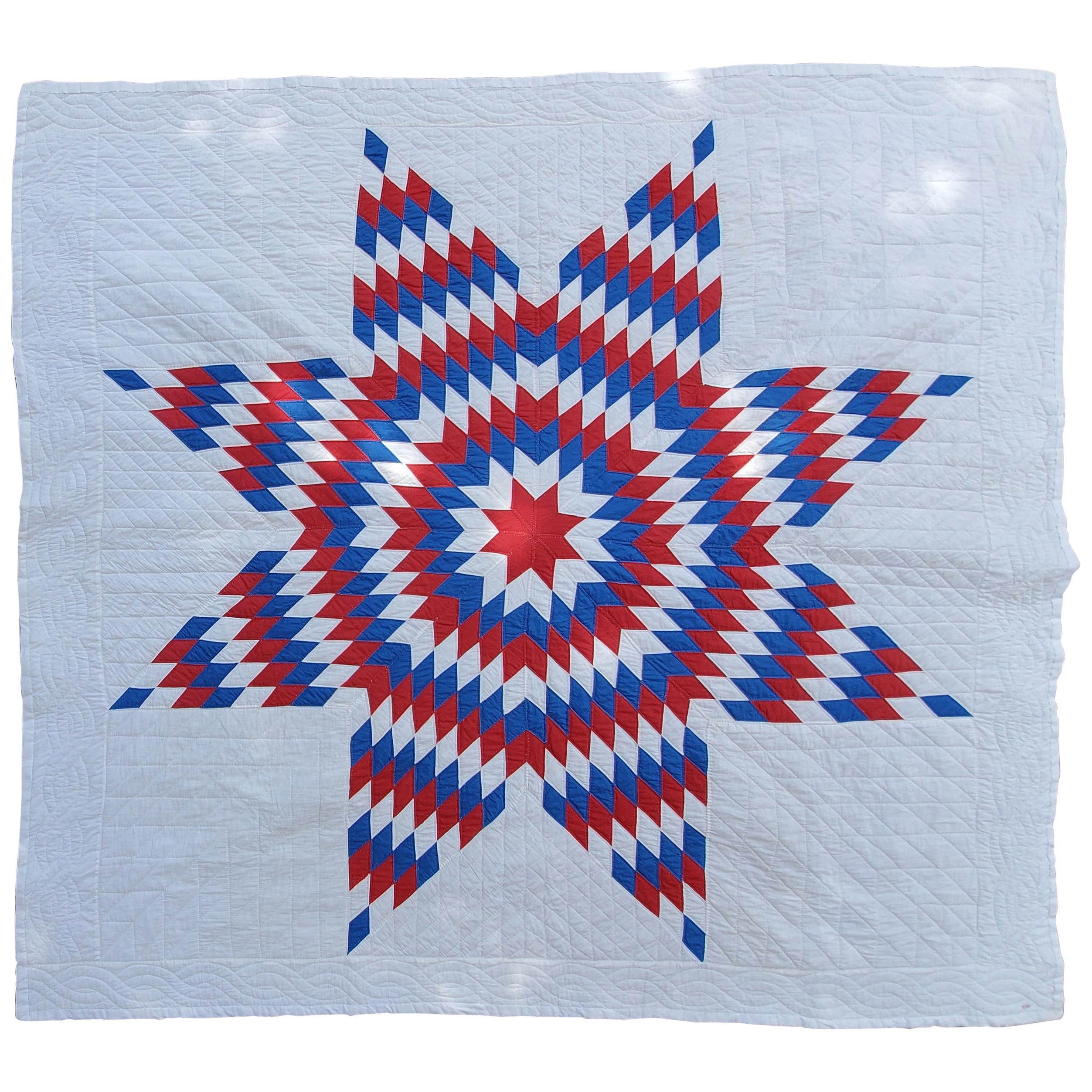 Fantastic Early 20thc Patriotic Star Quilt