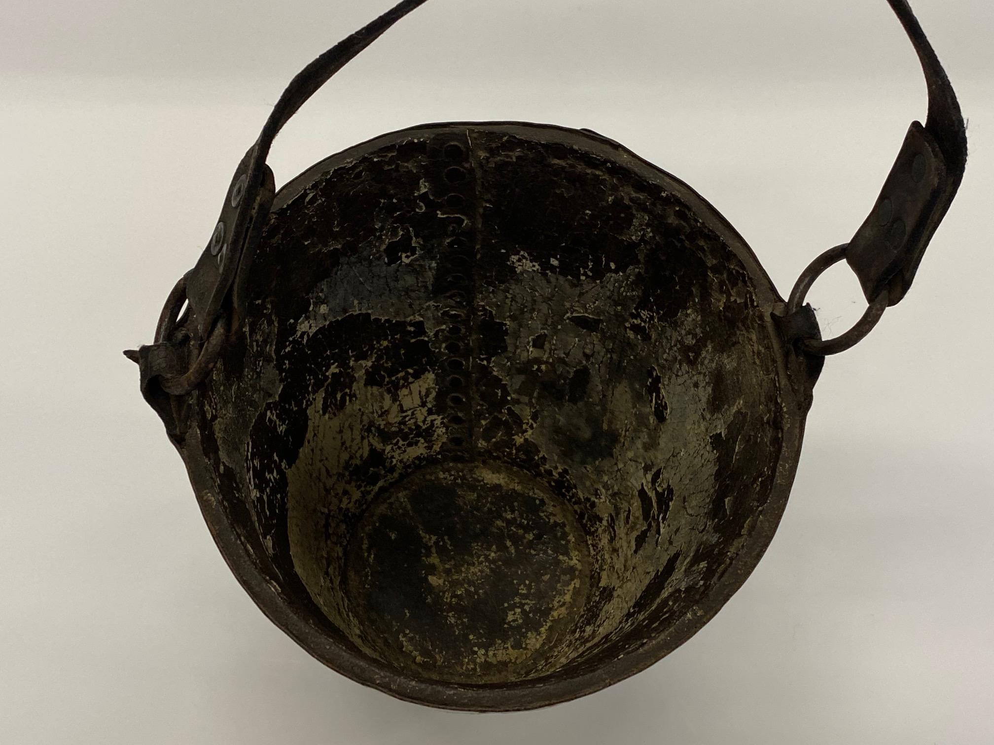 Fantastic Early English Hand Painted Leather Fire Bucket 5