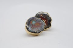 Fantastic Earring pair with Würtz Opals in 18k yellow gold