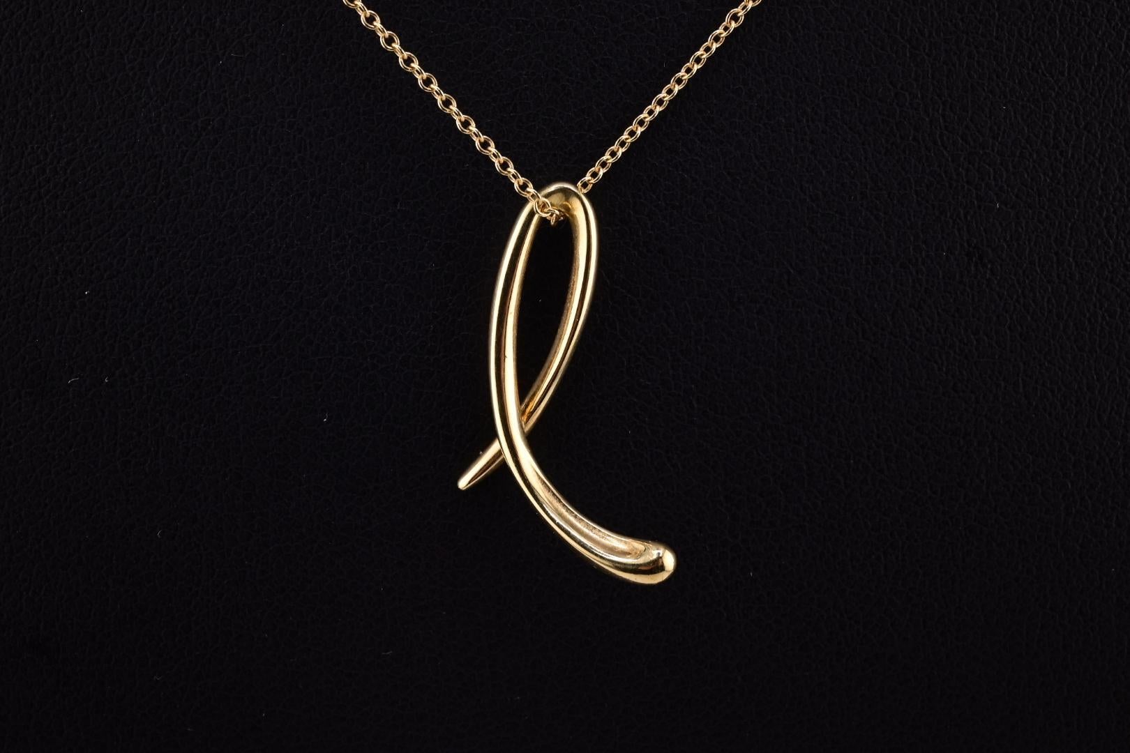 Women's Fantastic Elsa Peretti Tiffany & Co. Yellow Gold Cursive L Pendant