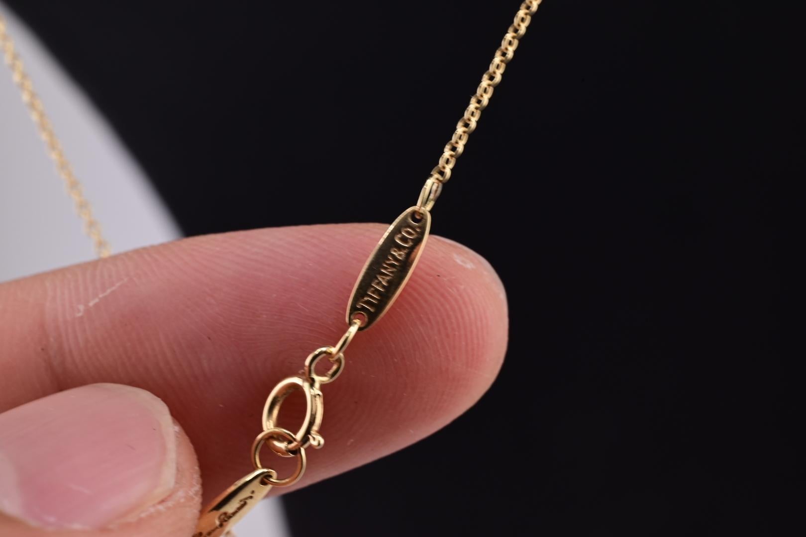 Fantastic Elsa Peretti Tiffany & Co. Yellow Gold Cursive L Pendant 5