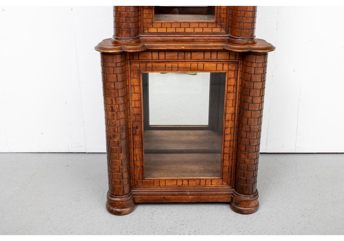 Fantastic English Castle Form Carved Wood Display Cabinet  In Good Condition For Sale In Bridgeport, CT