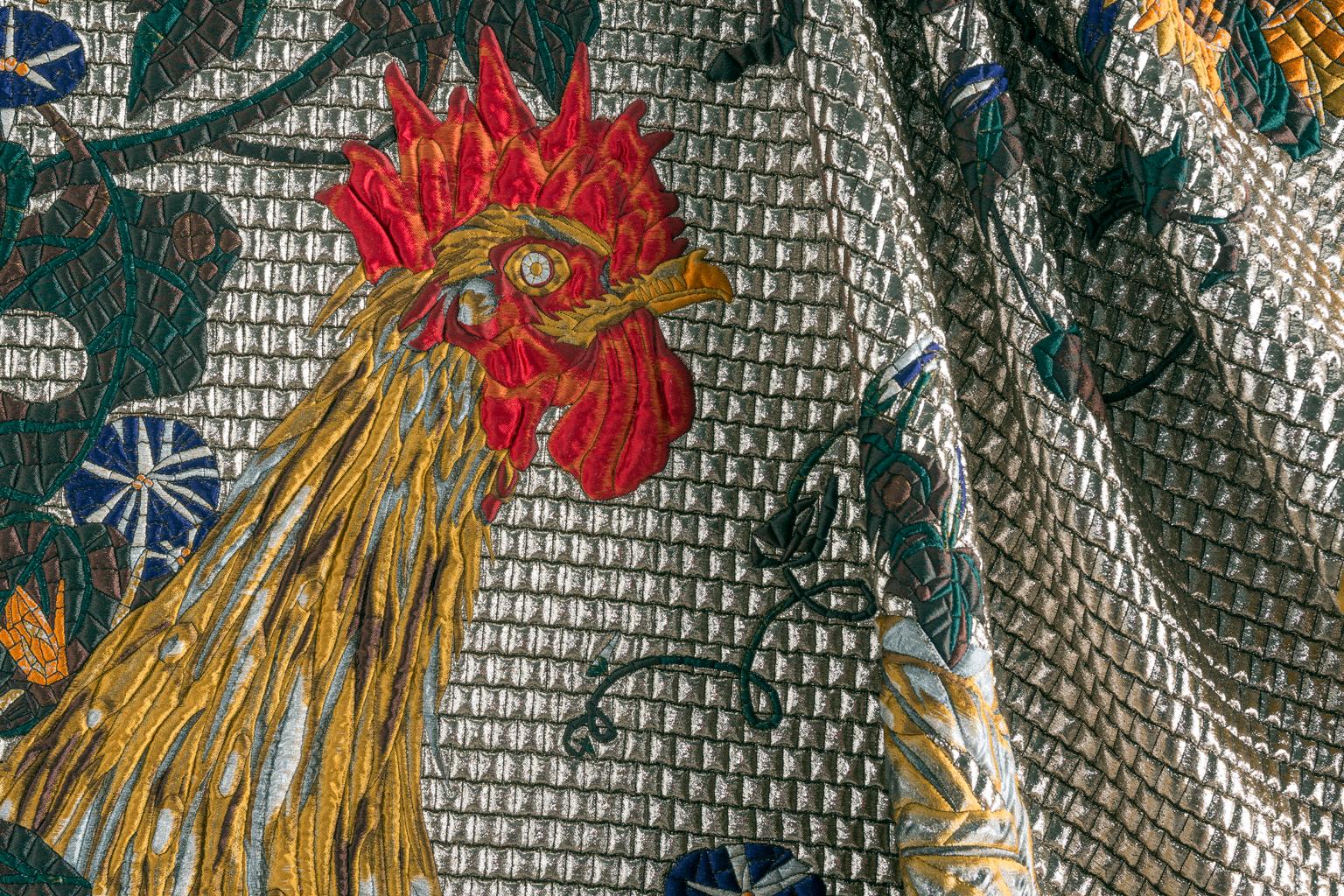 Other  Fabric Tapestry with Rooster Design Upholstered Panel on Demand For Sale