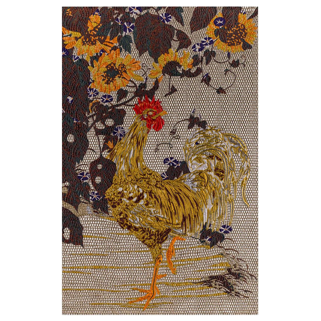  Fabric Tapestry with Rooster Design Upholstered Panel on Demand