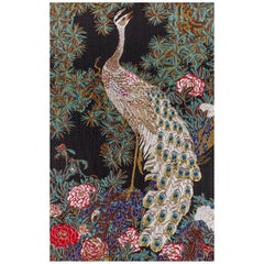 Fabric Tapestry with Peacock Design Upholstered Panel on Demand
