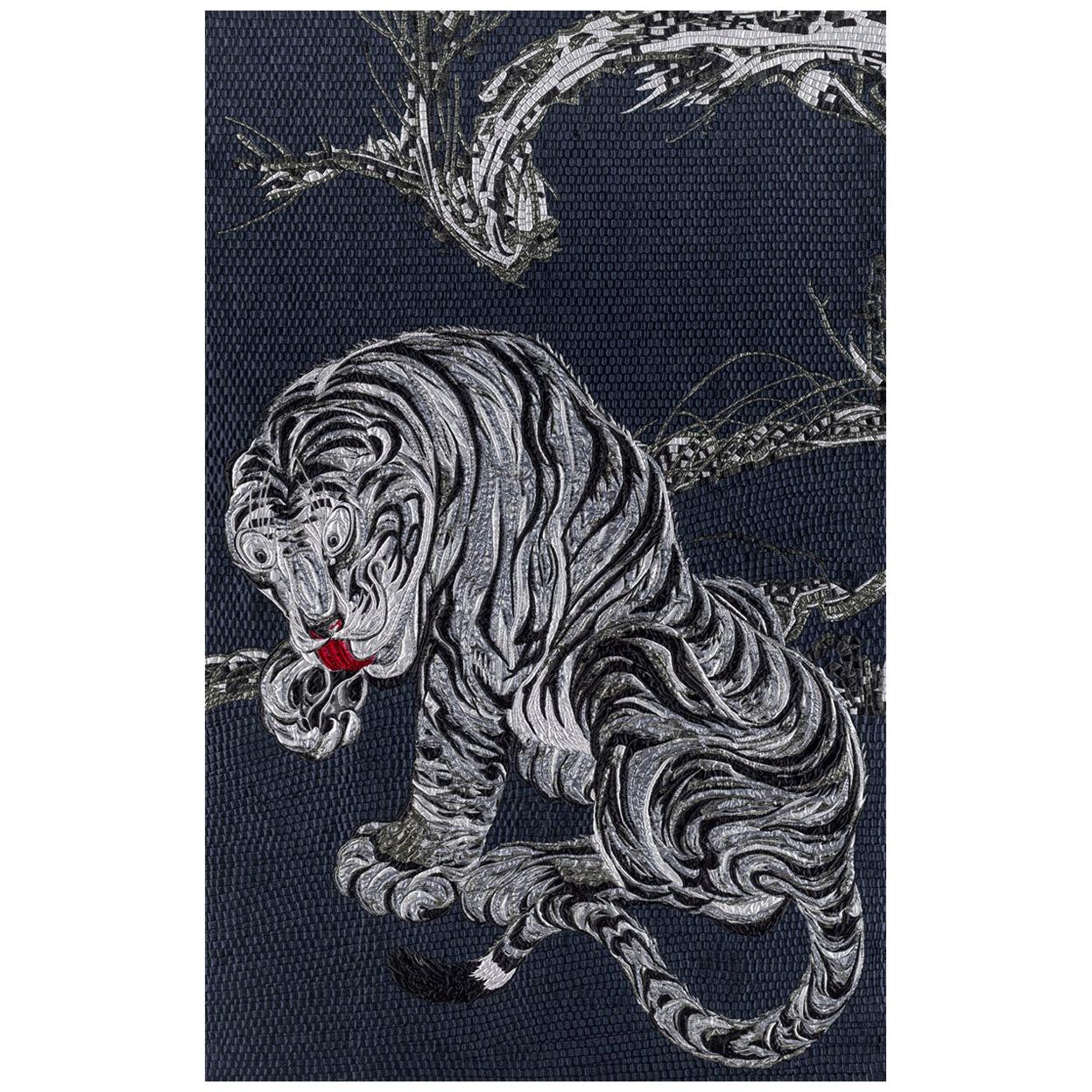  Fabric Tapestry with Tiger Design Upholstered Panel on Demand For Sale