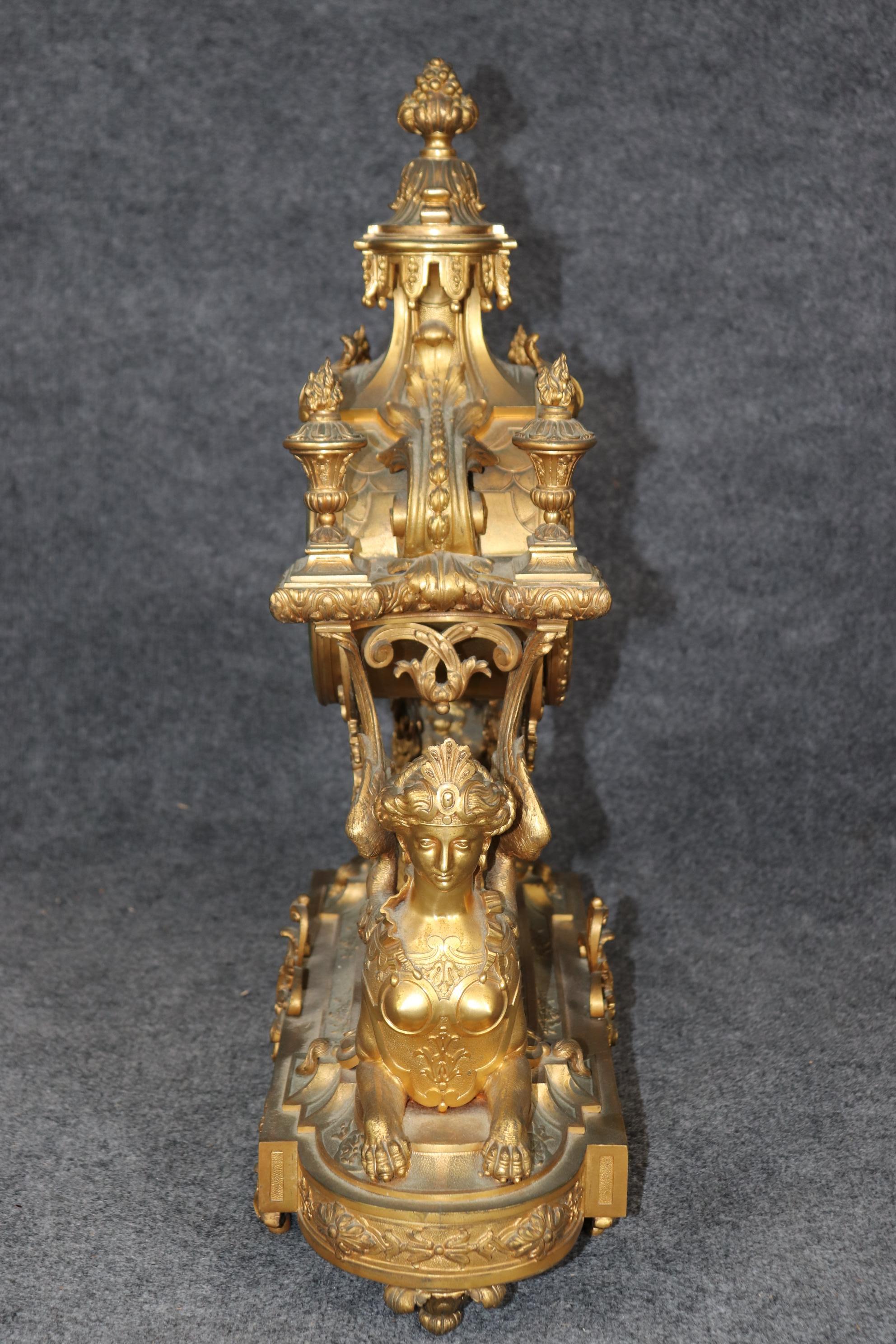 Fantastisches figurales Maiden-Sphinx-Uhr-Set im französischen Empire-Stil des 19. Jahrhunderts im Angebot 3