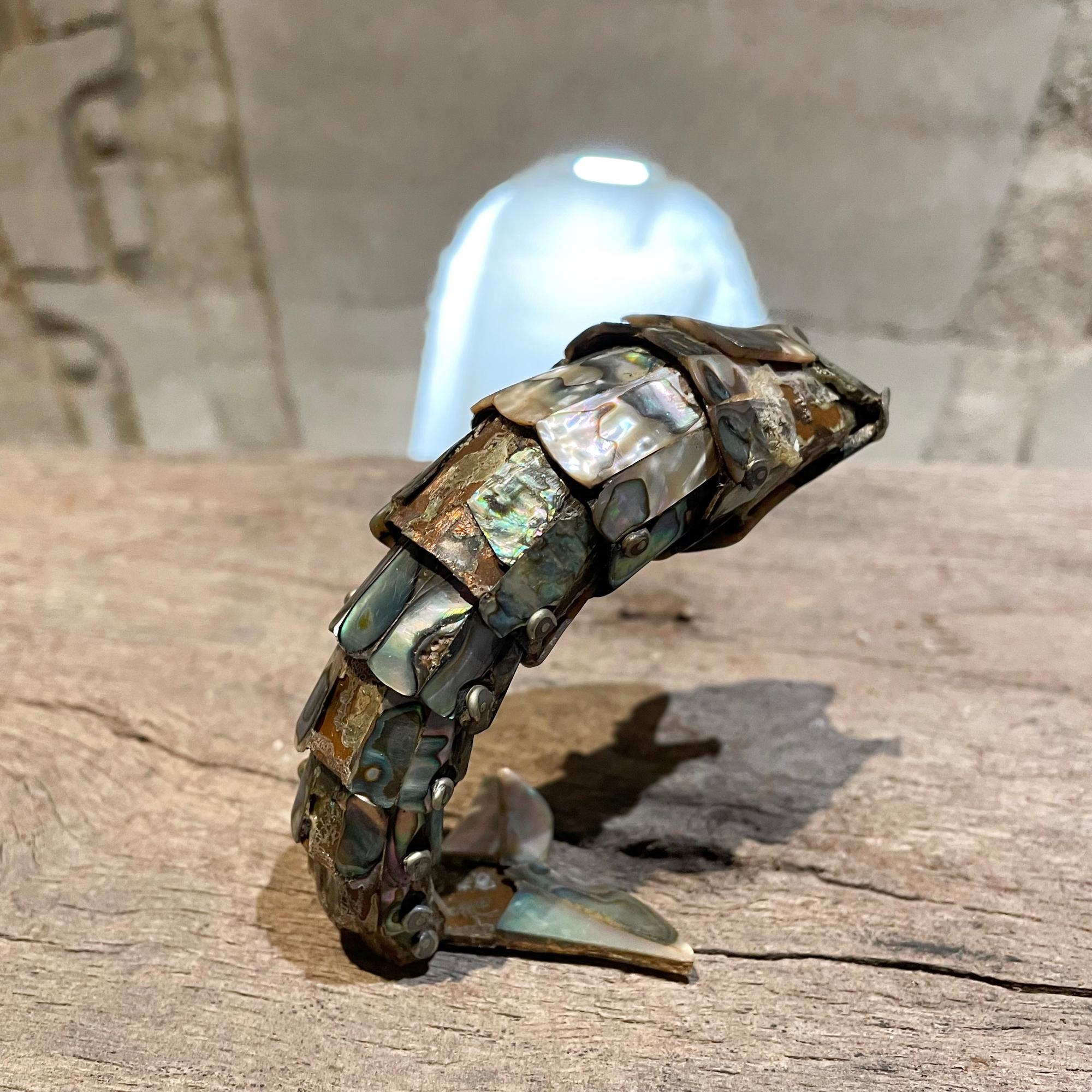 Fantastic Fish Bottle Opener in Abalone Stone by Los Castillo Taxco Mexico 1970s For Sale 2