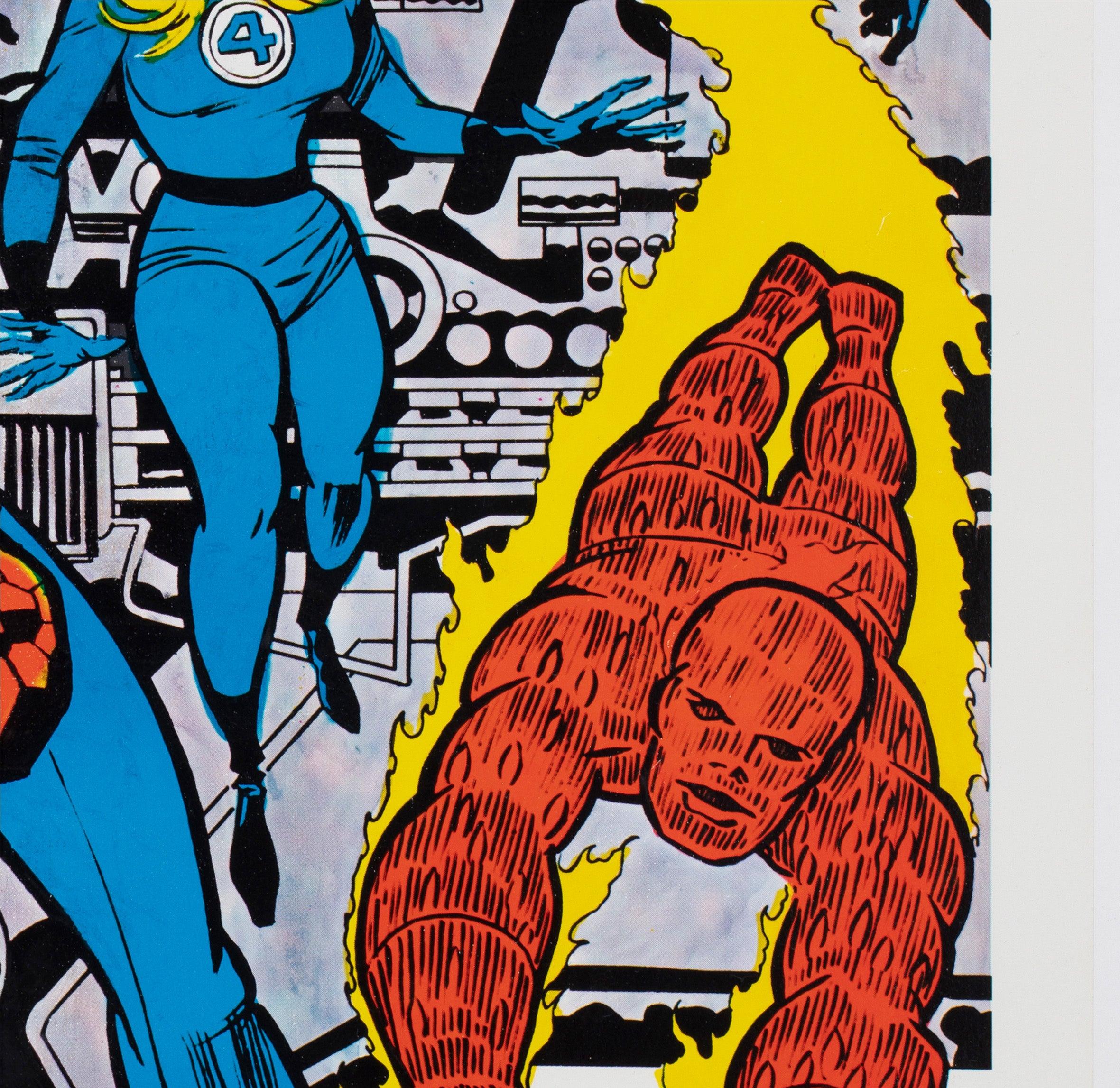 Linen Fantastic Four 1970 Marvel Poster, Jack Kirby For Sale