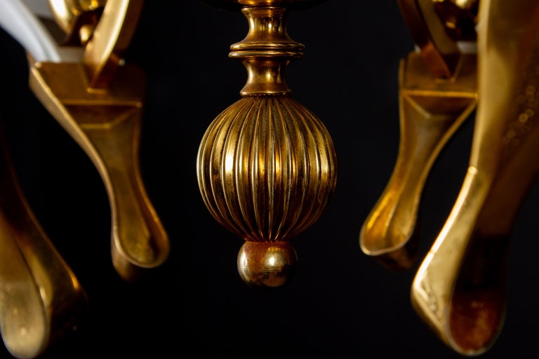 Fantastic Franco Luce for Seguso Murano Glass and Brass Chandelier, 1970s For Sale 3