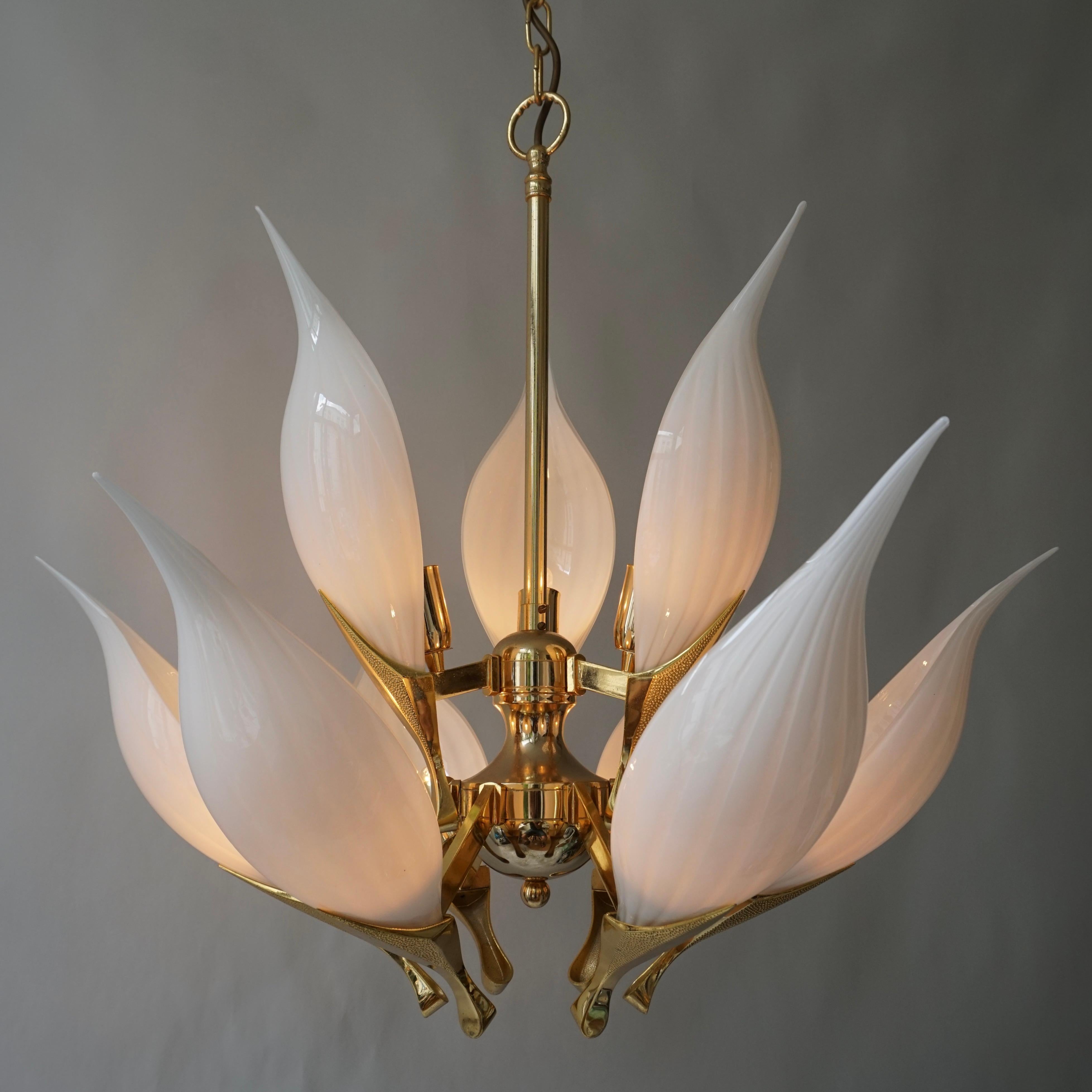 Elegant two-tier chandelier with nine white 