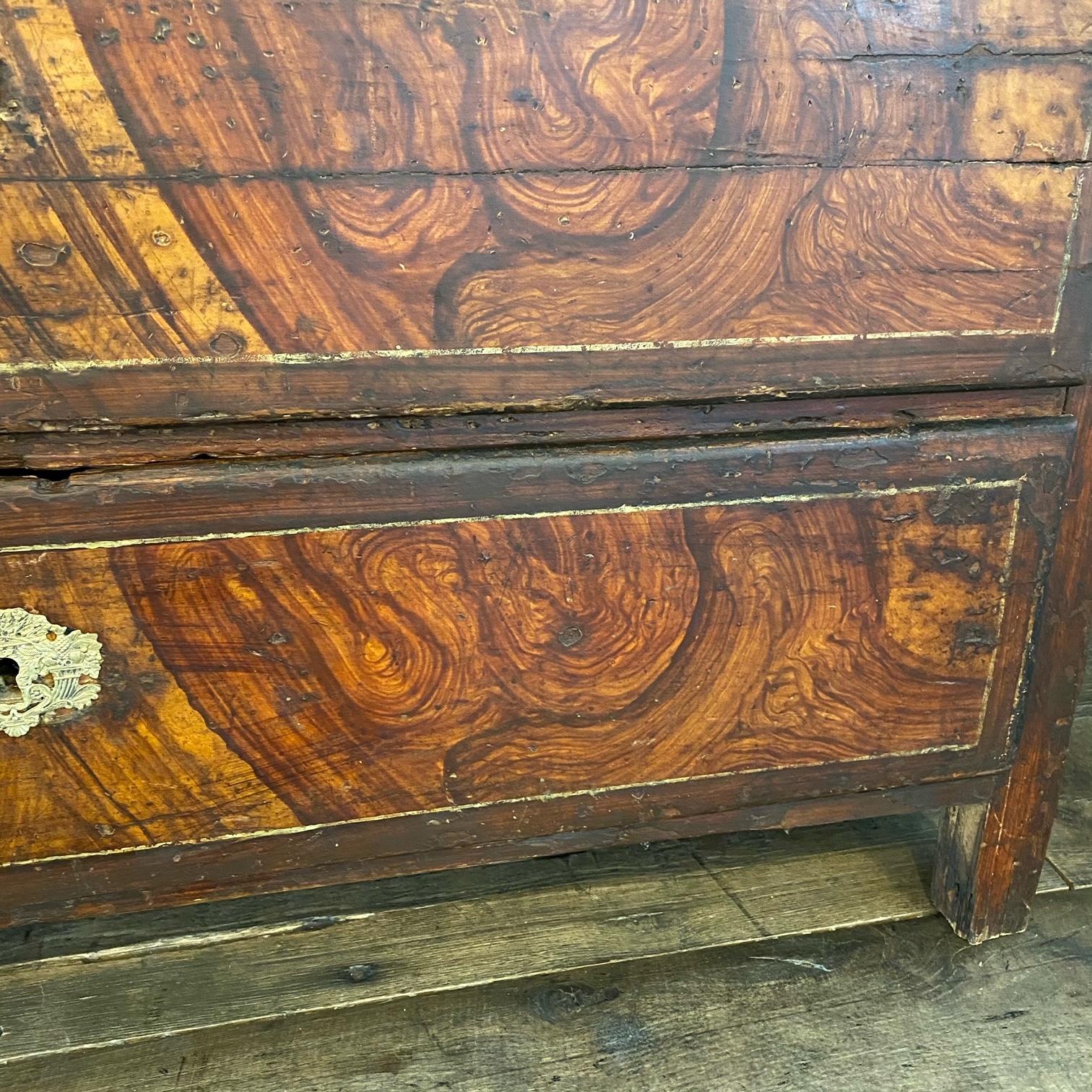 18th Century and Earlier Fantastic French 18th Century Faux Grain Painted Commode Chest of Drawers