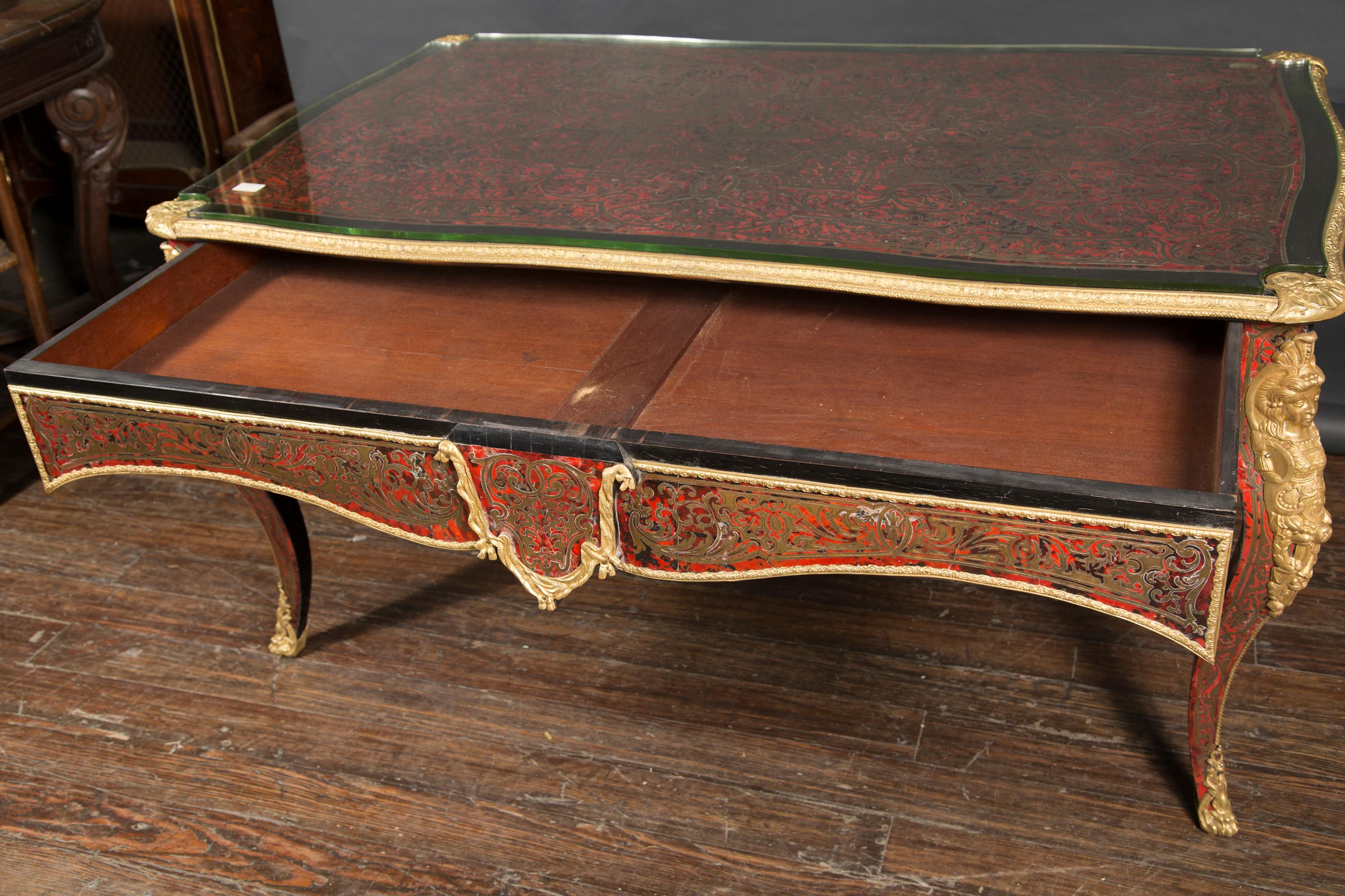 Fantastic French 19th Century Boulle Desk with Bronze Mounts In Good Condition For Sale In New Orleans, LA