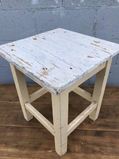 Fantastic French Antique Stool, Bedside, Original Paint, Vintage, Oak