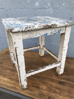 Fantastic French Antique Stool Bedside Original Paint, Vintage, Oak