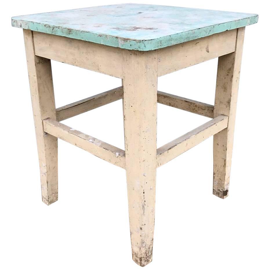 Fantastic French Antique Stool, Bedside, Original Paint, Vintage, Oak For Sale