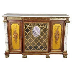 Fantastic French Bronze Mounted Marble Column Marble Top Sideboard